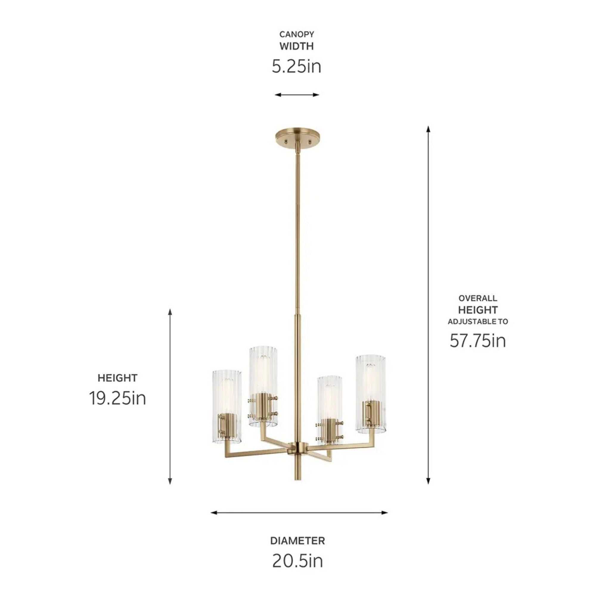 Kichler Lighting - Velestino 21" 4-Light Chandelier, Champagne Bronze Finish | Bees Lighting