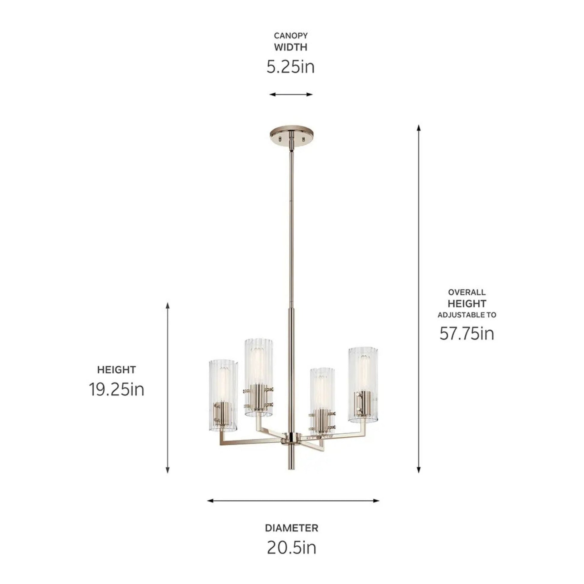 Kichler Lighting - Velestino 21" 4-Light Chandelier, Polished Nickel Finish | Bees Lighting