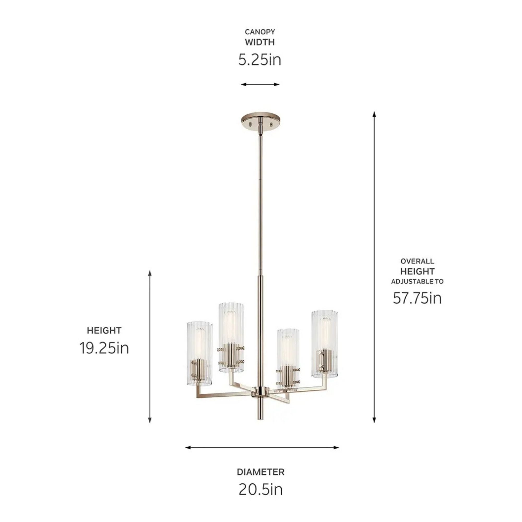 Kichler Lighting - Velestino 21" 4-Light Chandelier, Polished Nickel Finish | Bees Lighting