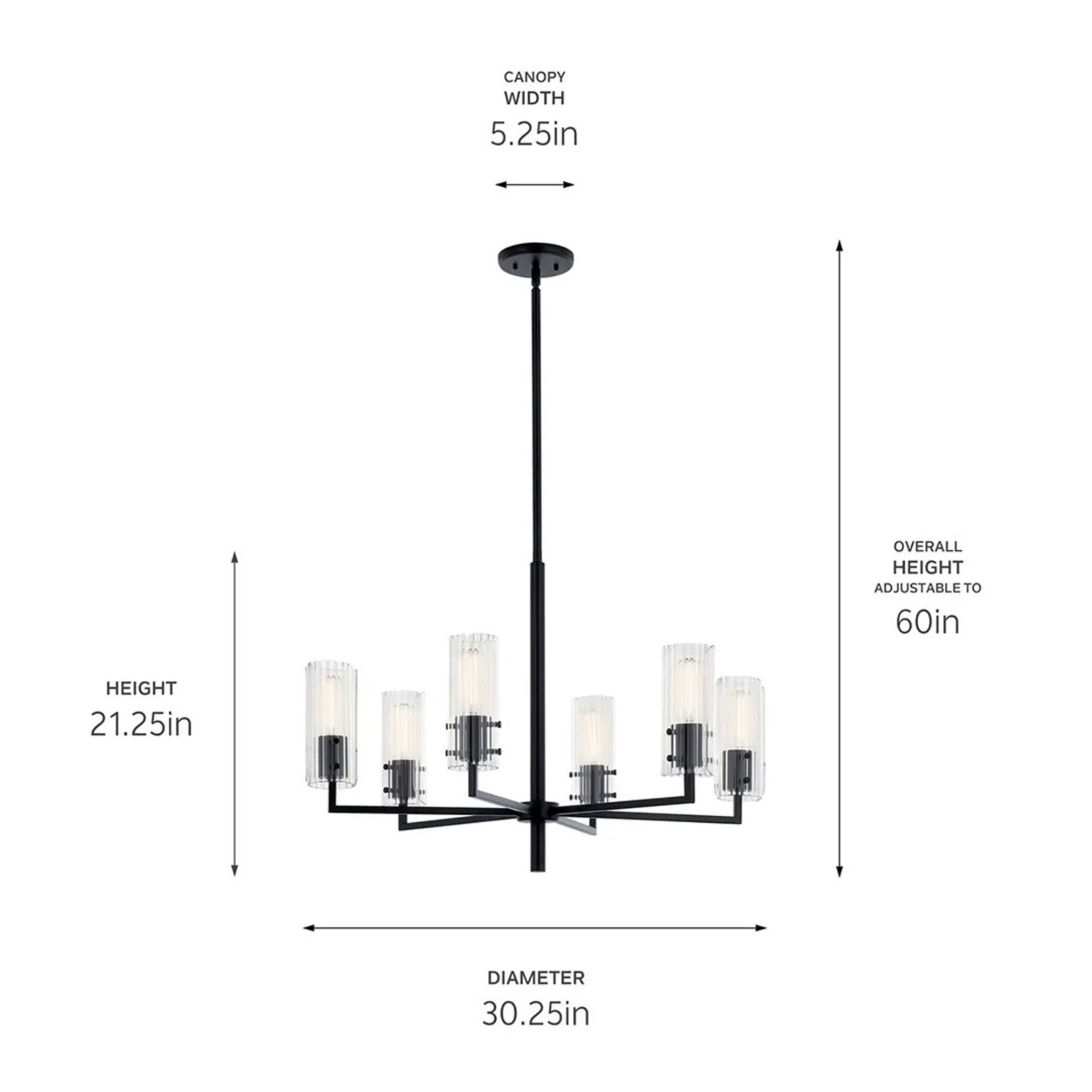 Kichler Lighting - Velestino 30" 6-Light Chandelier, Black Finish | Bees Lighting