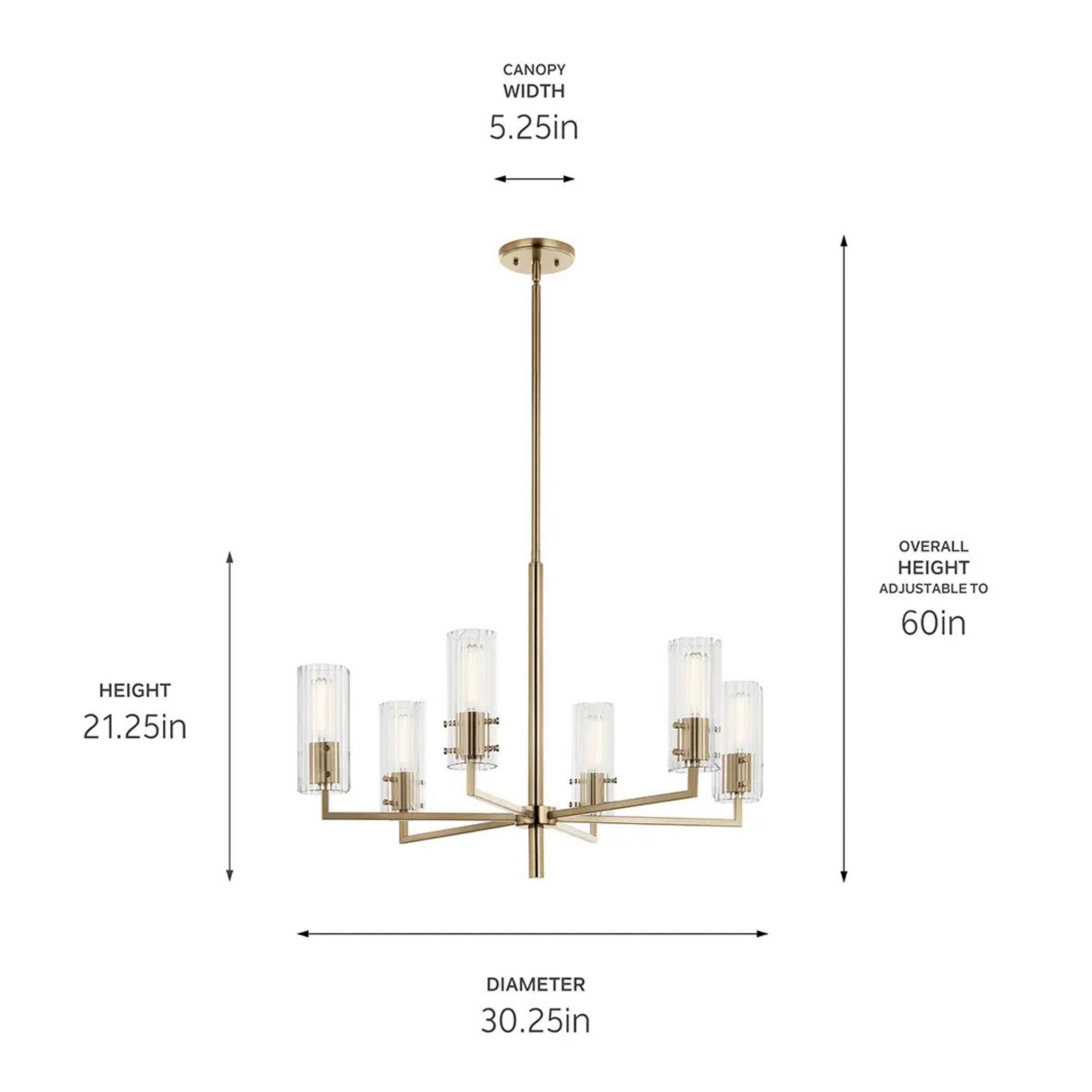 Kichler Lighting - Velestino 30" 6-Light Chandelier, Champagne Bronze Finish | Bees Lighting