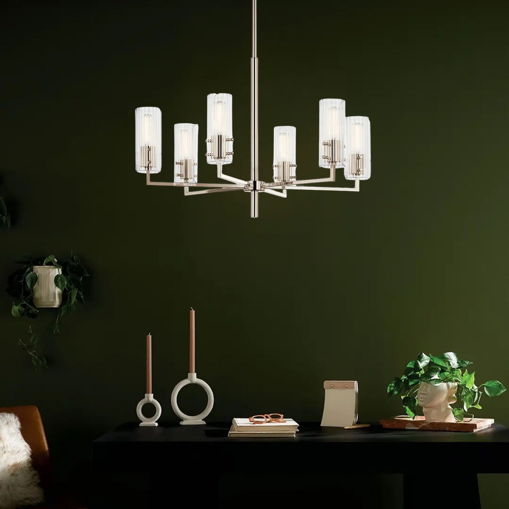 Kichler Lighting - Velestino 30" 6-Light Chandelier, Polished Nickel Finish | Bees Lighting