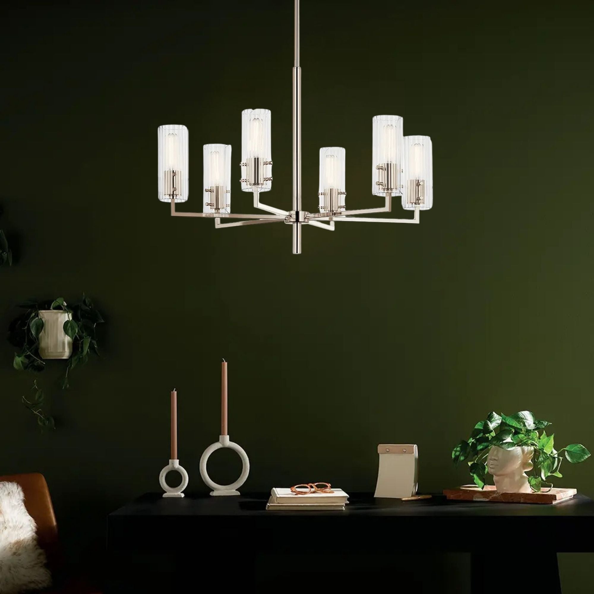 Velestino 30" 6-Light Chandelier, Polished Nickel Finish