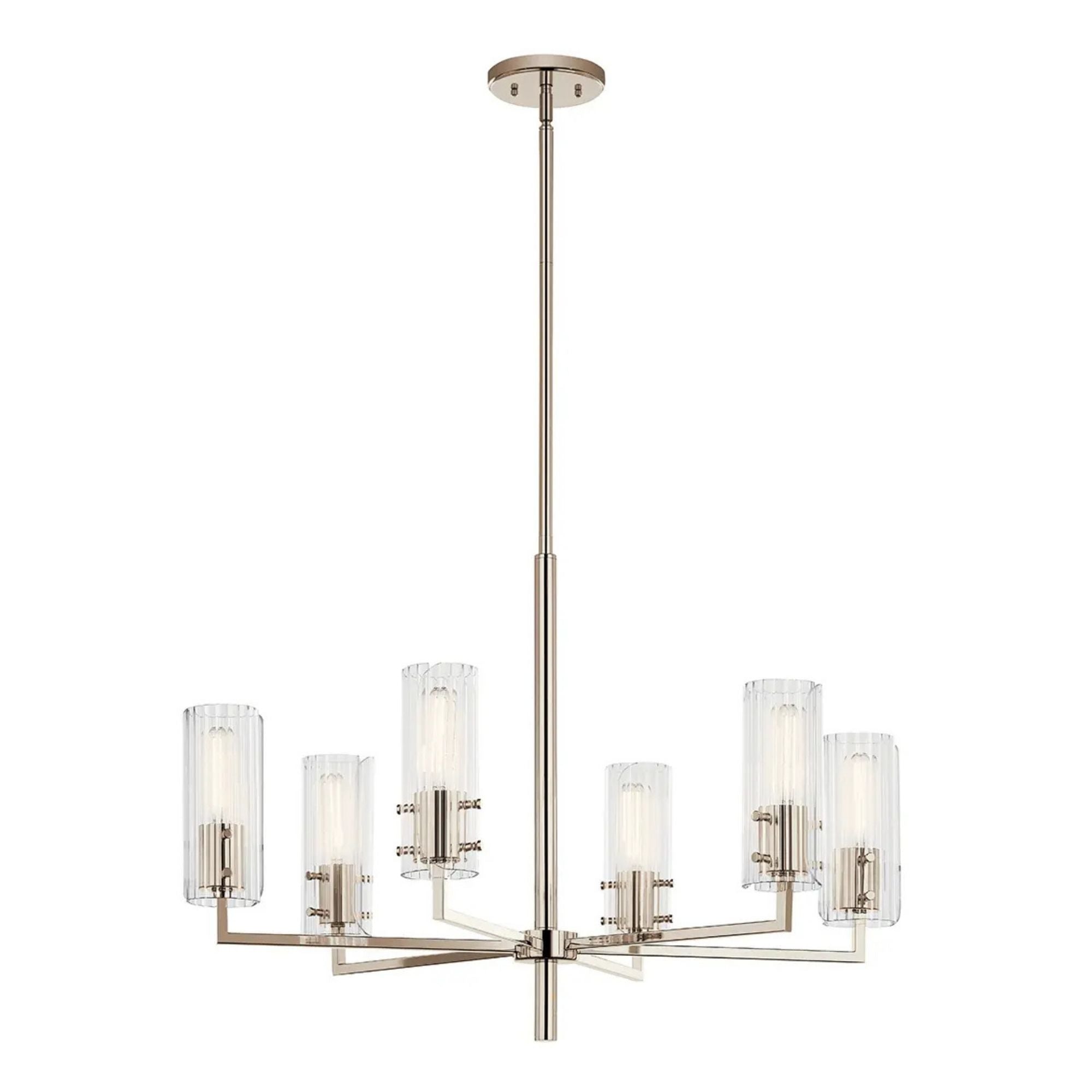 Kichler Lighting - Velestino 30" 6-Light Chandelier, Polished Nickel Finish | Bees Lighting