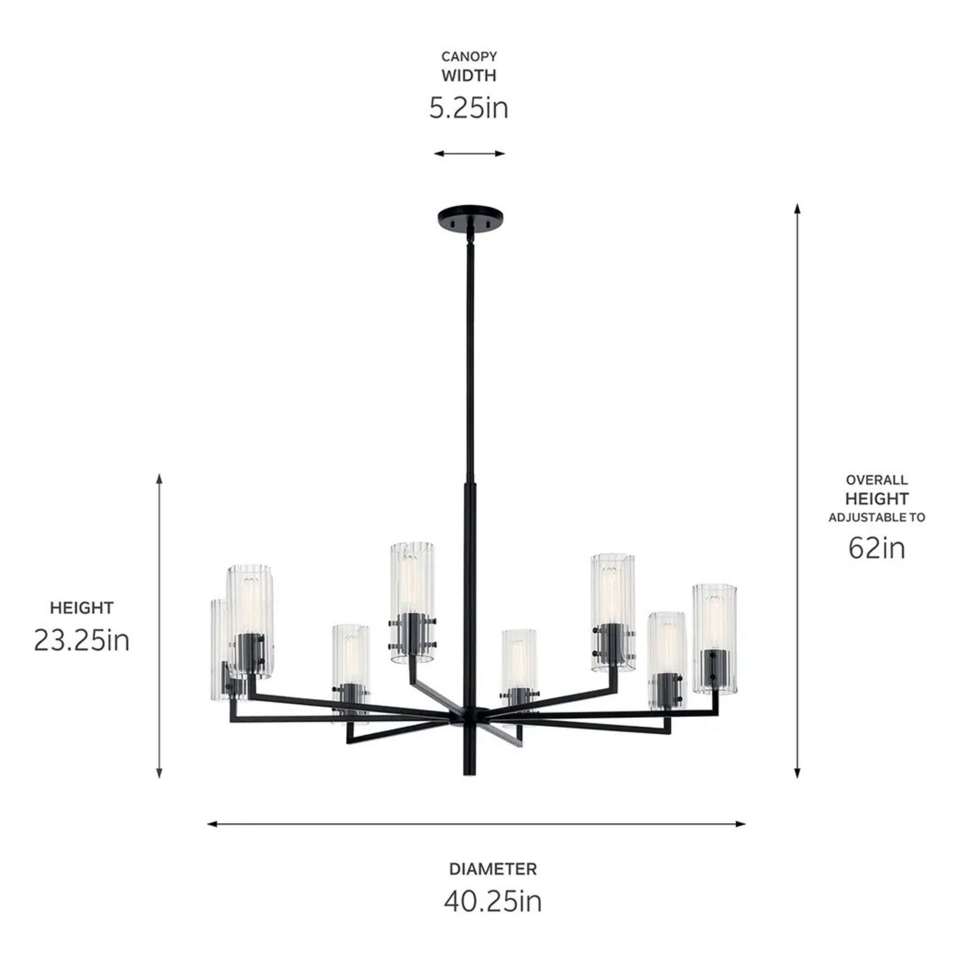 Kichler Lighting - Velestino 40" 8-Light Chandelier, Black Finish | Bees Lighting