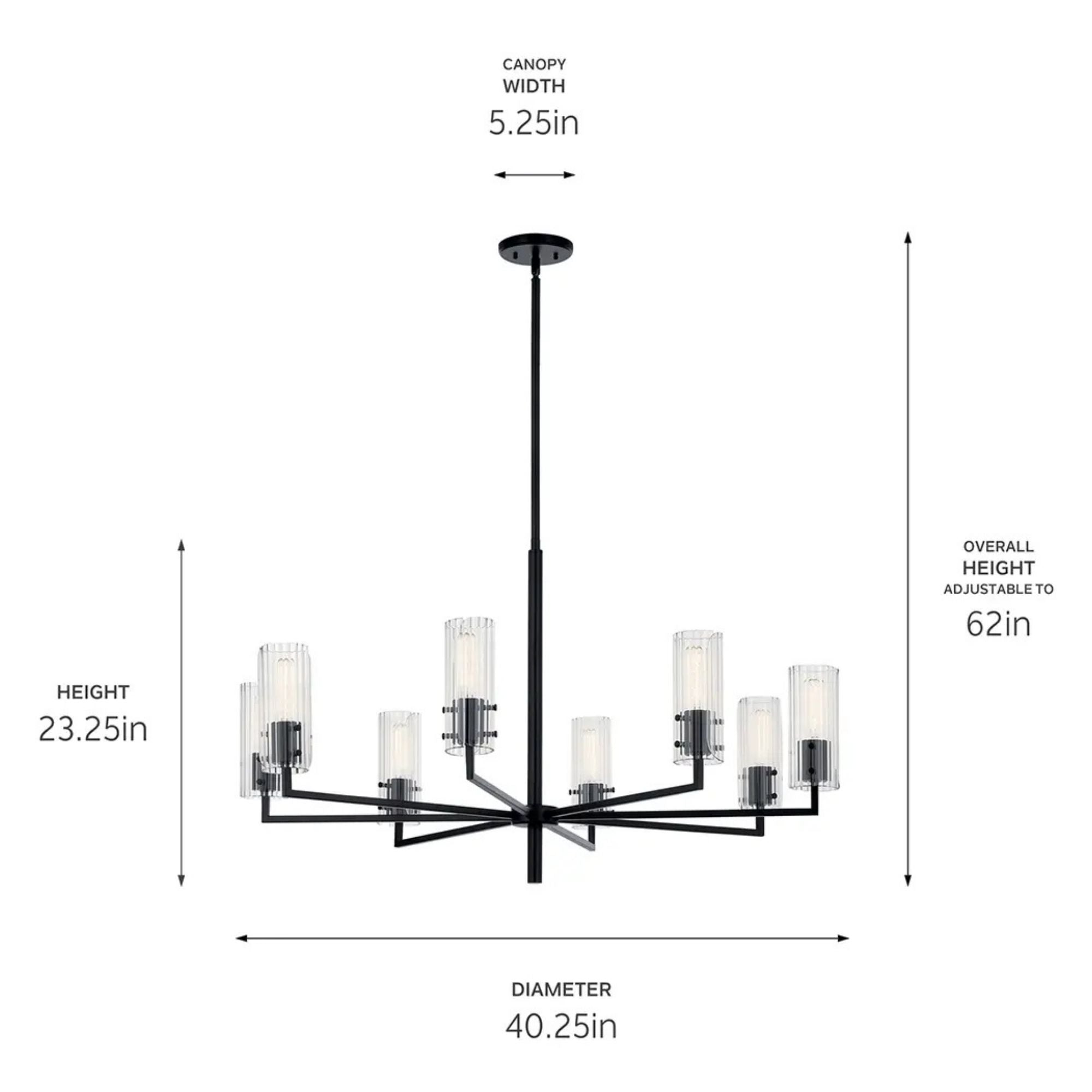 Kichler Lighting - Velestino 40" 8-Light Chandelier, Black Finish | Bees Lighting