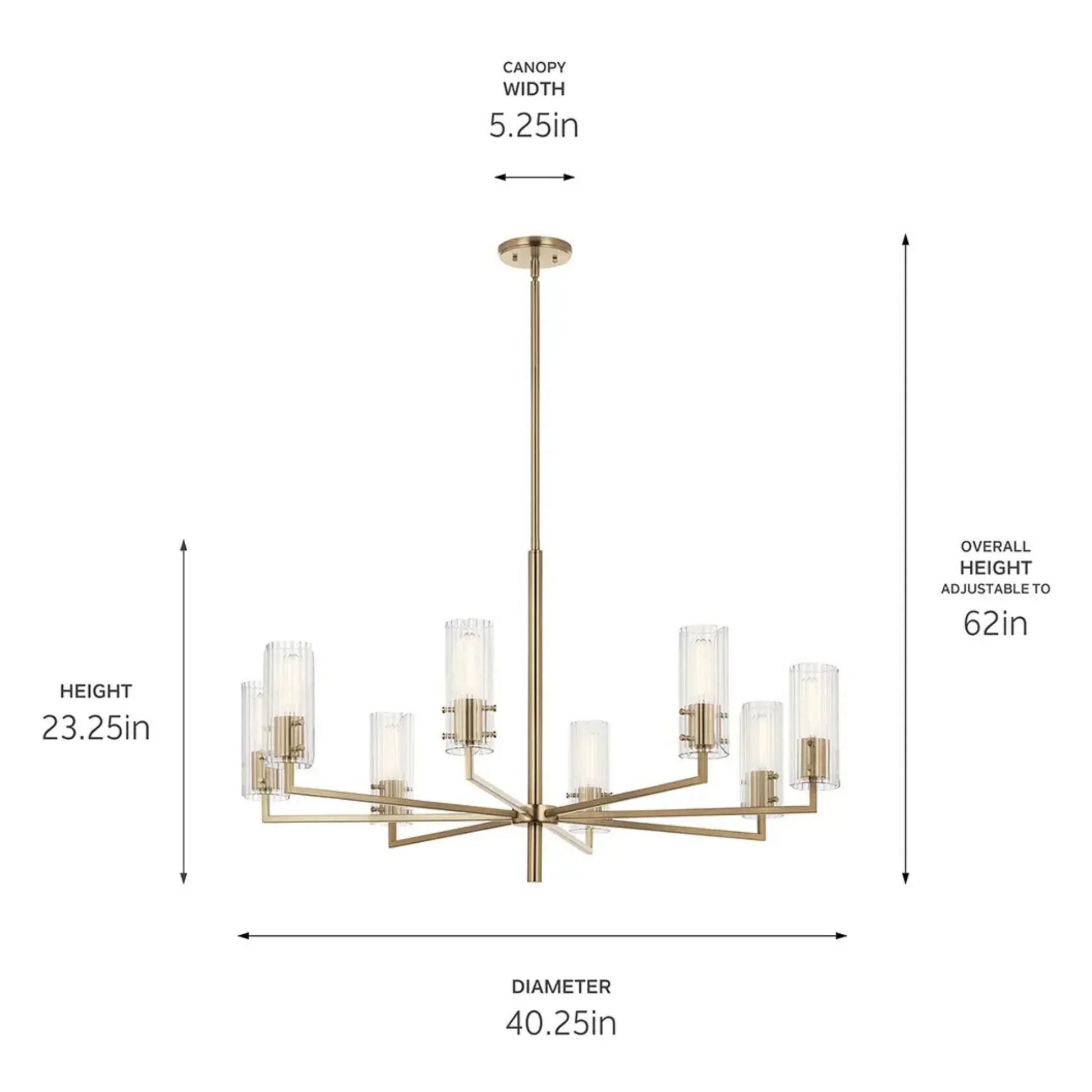 Kichler Lighting - Velestino 40" 8-Light Chandelier, Champagne Bronze Finish | Bees Lighting