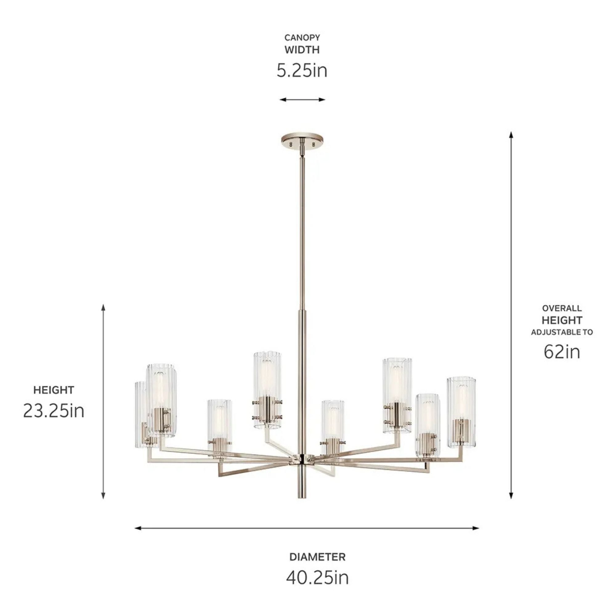 Kichler Lighting - Velestino 40" 8-Light Chandelier, Polished Nickel Finish | Bees Lighting
