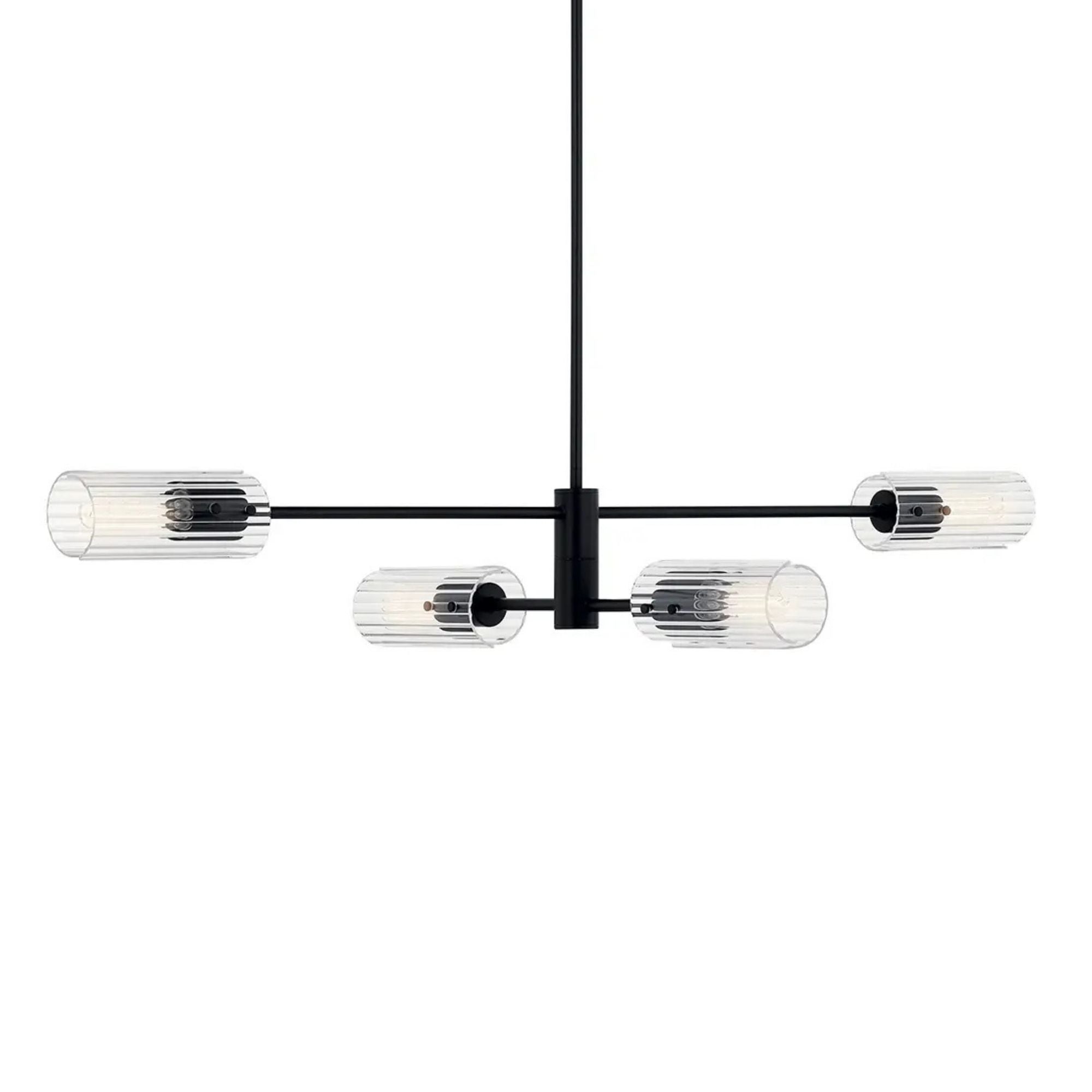 Velestino 48" 4-Light Linear Chandelier, Black Finish