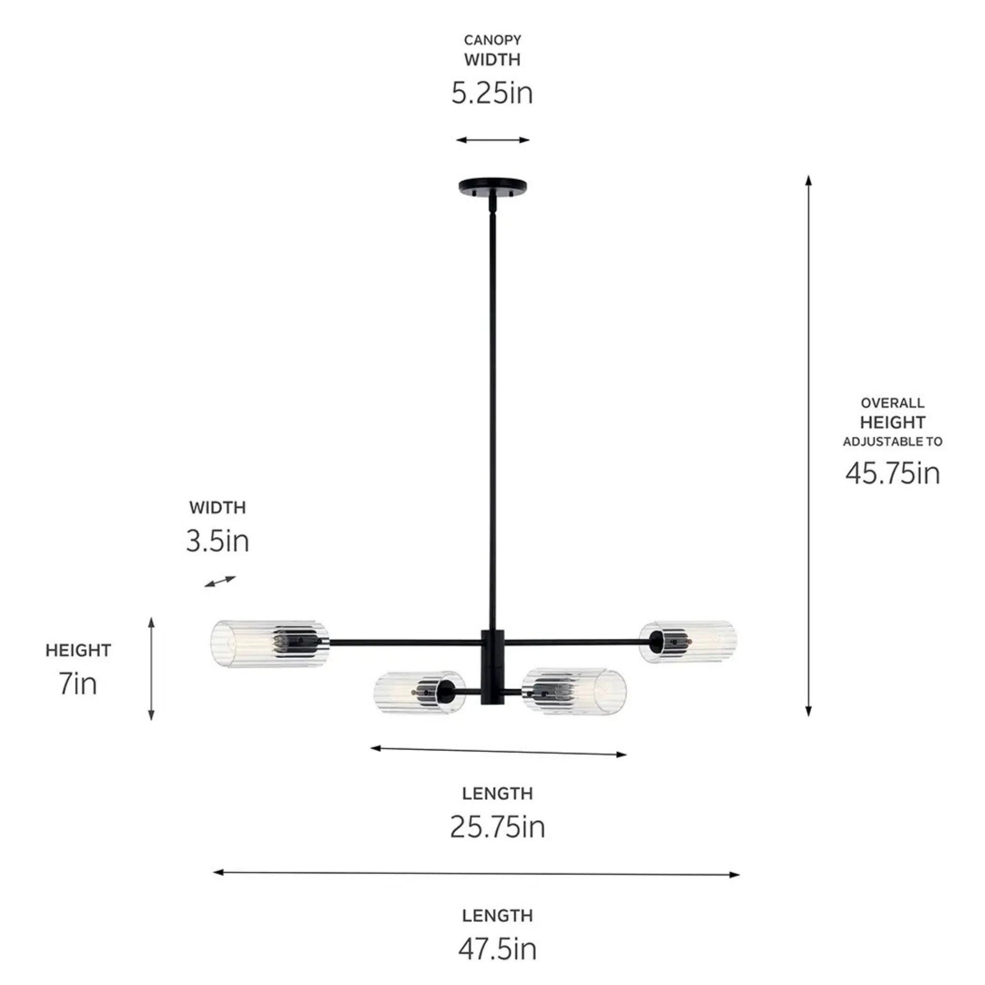 Kichler Lighting - Velestino 48" 4-Light Linear Chandelier, Black Finish | Bees Lighting