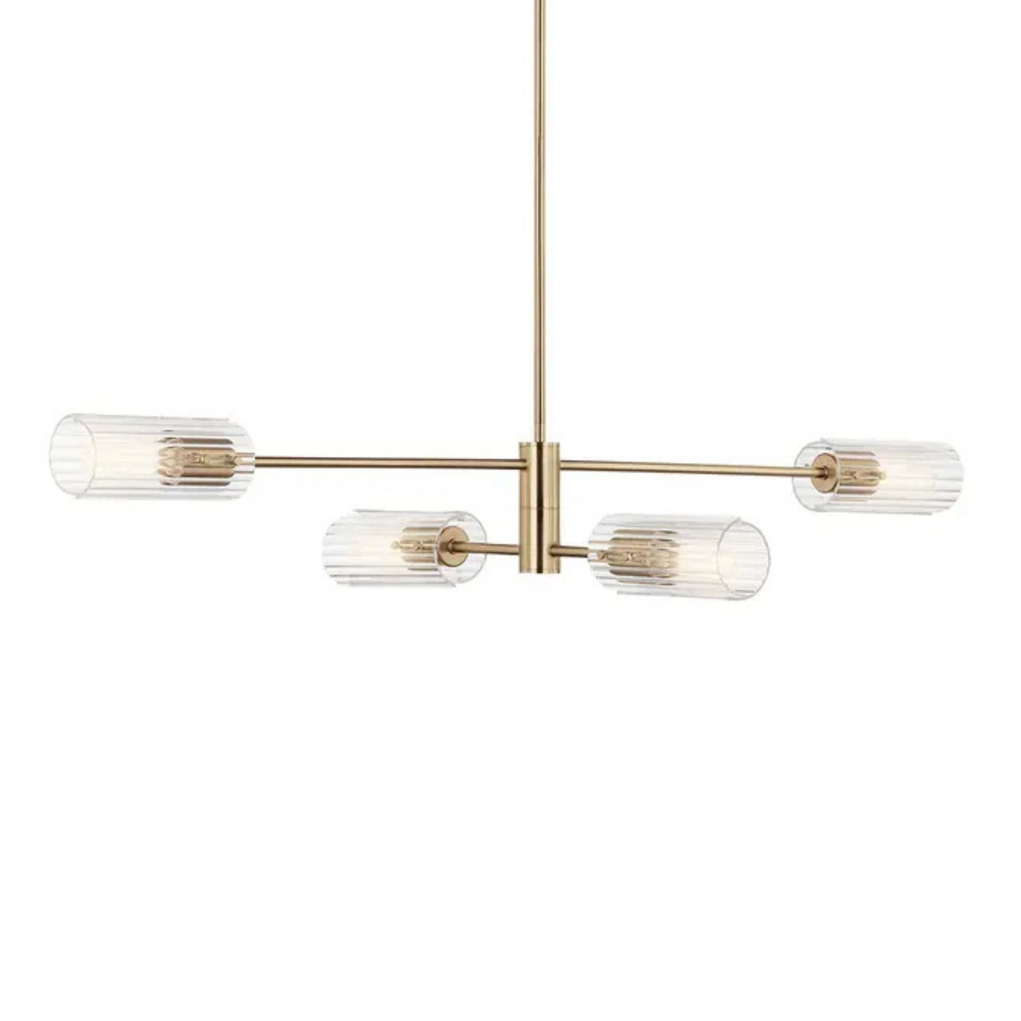 Velestino 48" 4-Light Linear Chandelier, Champagne Bronze Finish