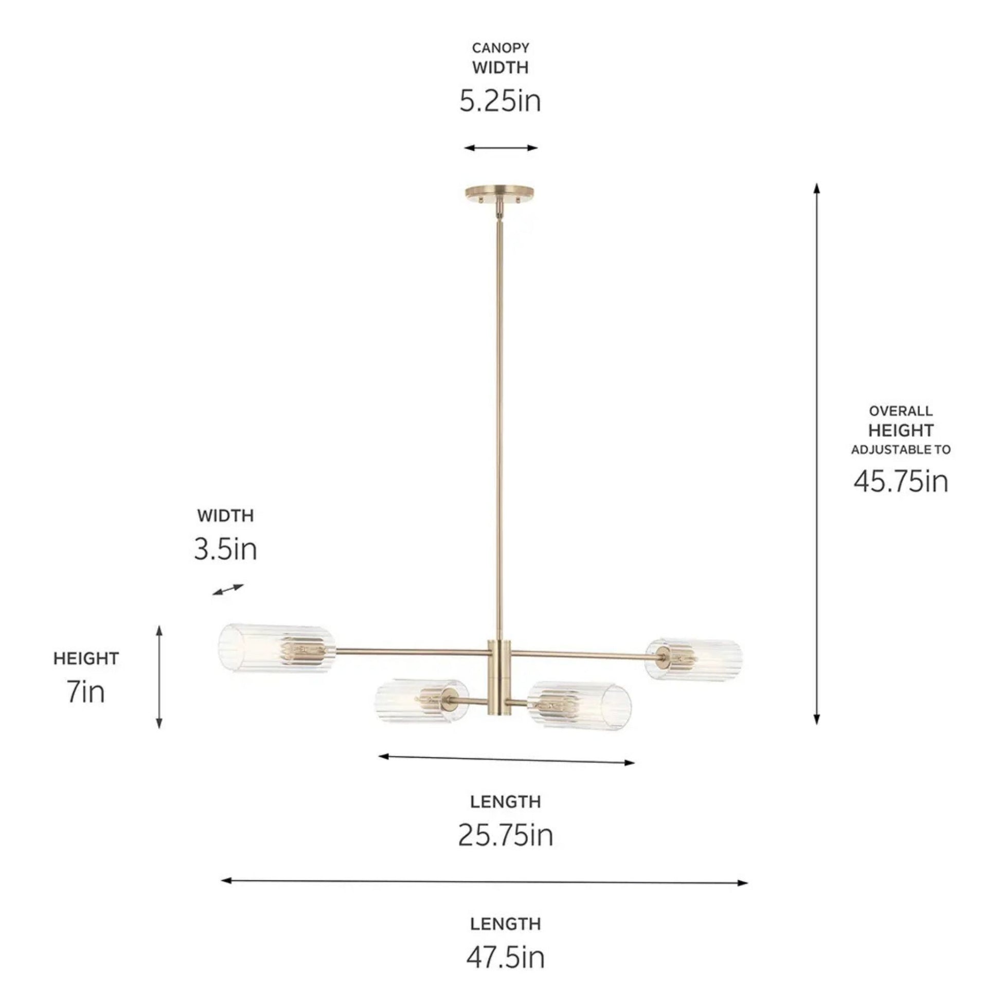 Kichler Lighting - Velestino 48" 4-Light Linear Chandelier, Champagne Bronze Finish | Bees Lighting