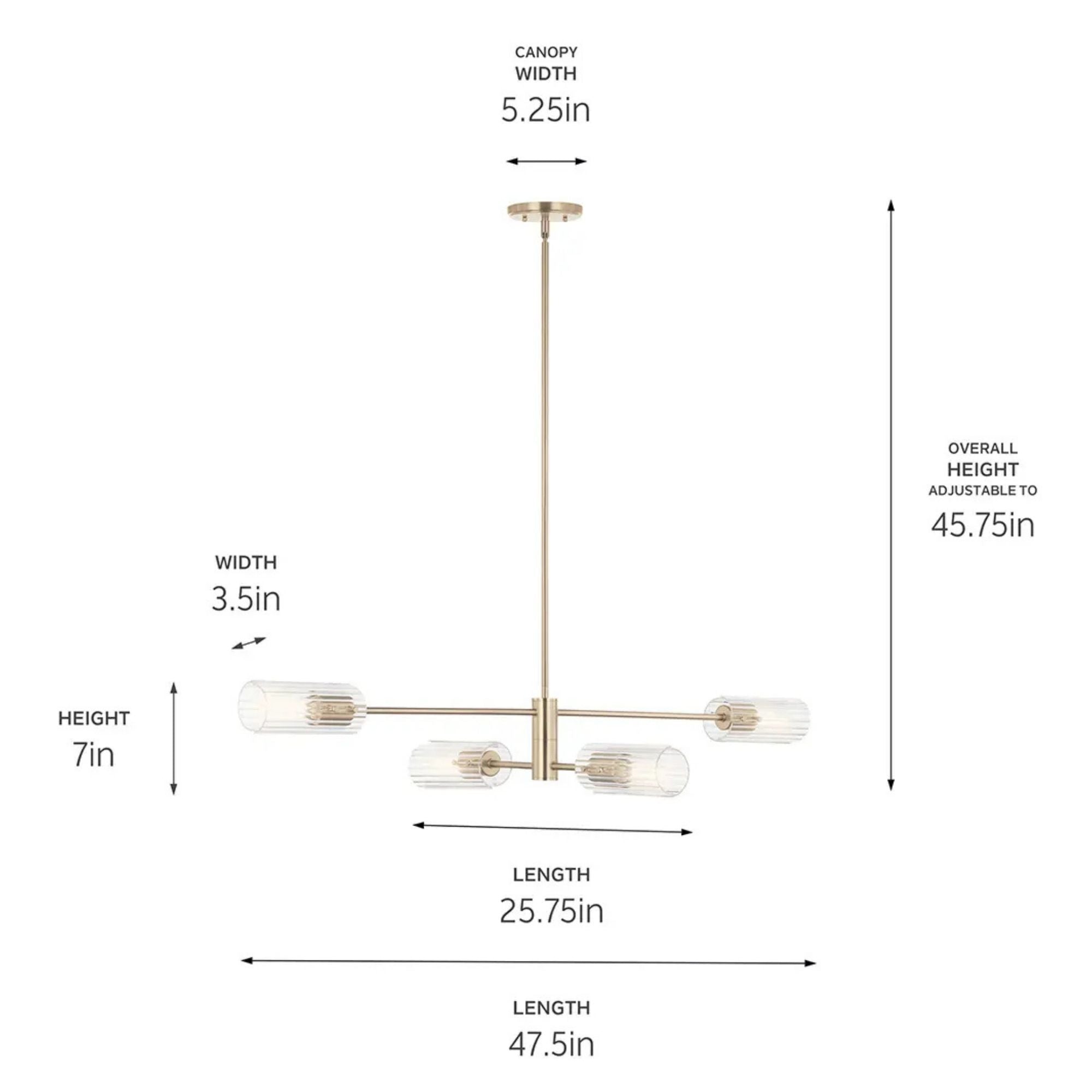 Kichler Lighting - Velestino 48" 4-Light Linear Chandelier, Champagne Bronze Finish | Bees Lighting