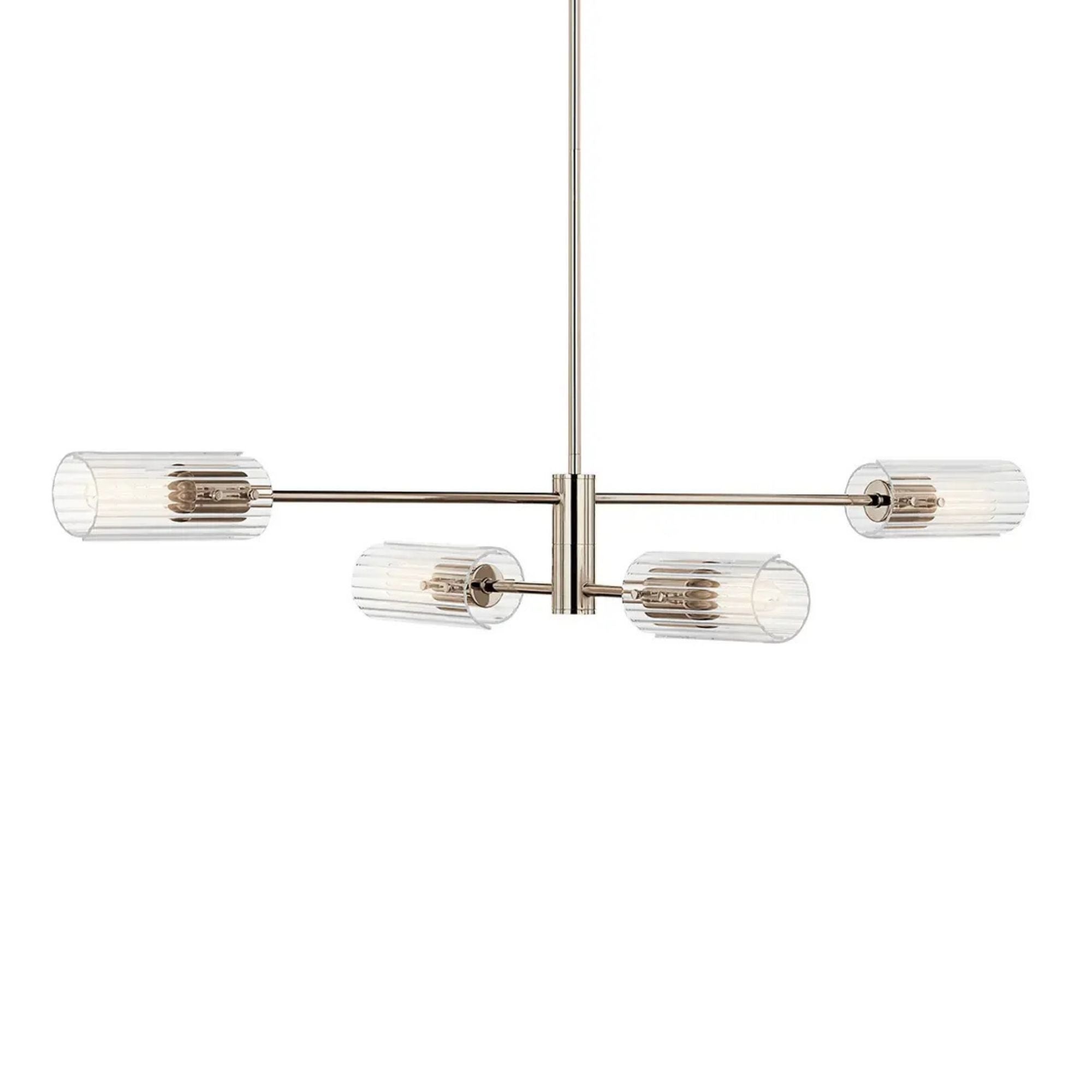 Velestino 48" 4-Light Linear Chandelier, Polished Nickel Finish