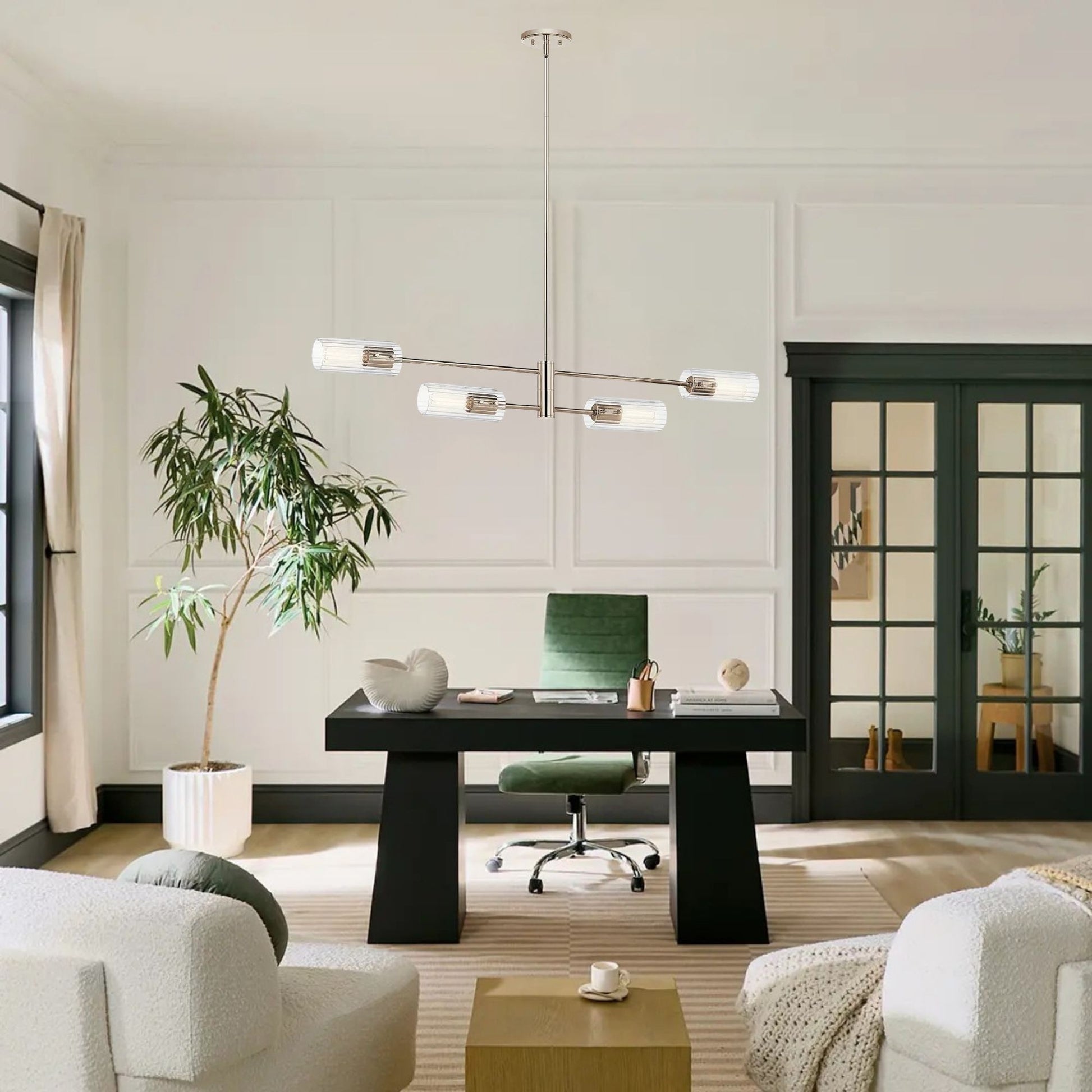 Kichler Lighting - Velestino 48" 4-Light Linear Chandelier, Polished Nickel Finish | Bees Lighting