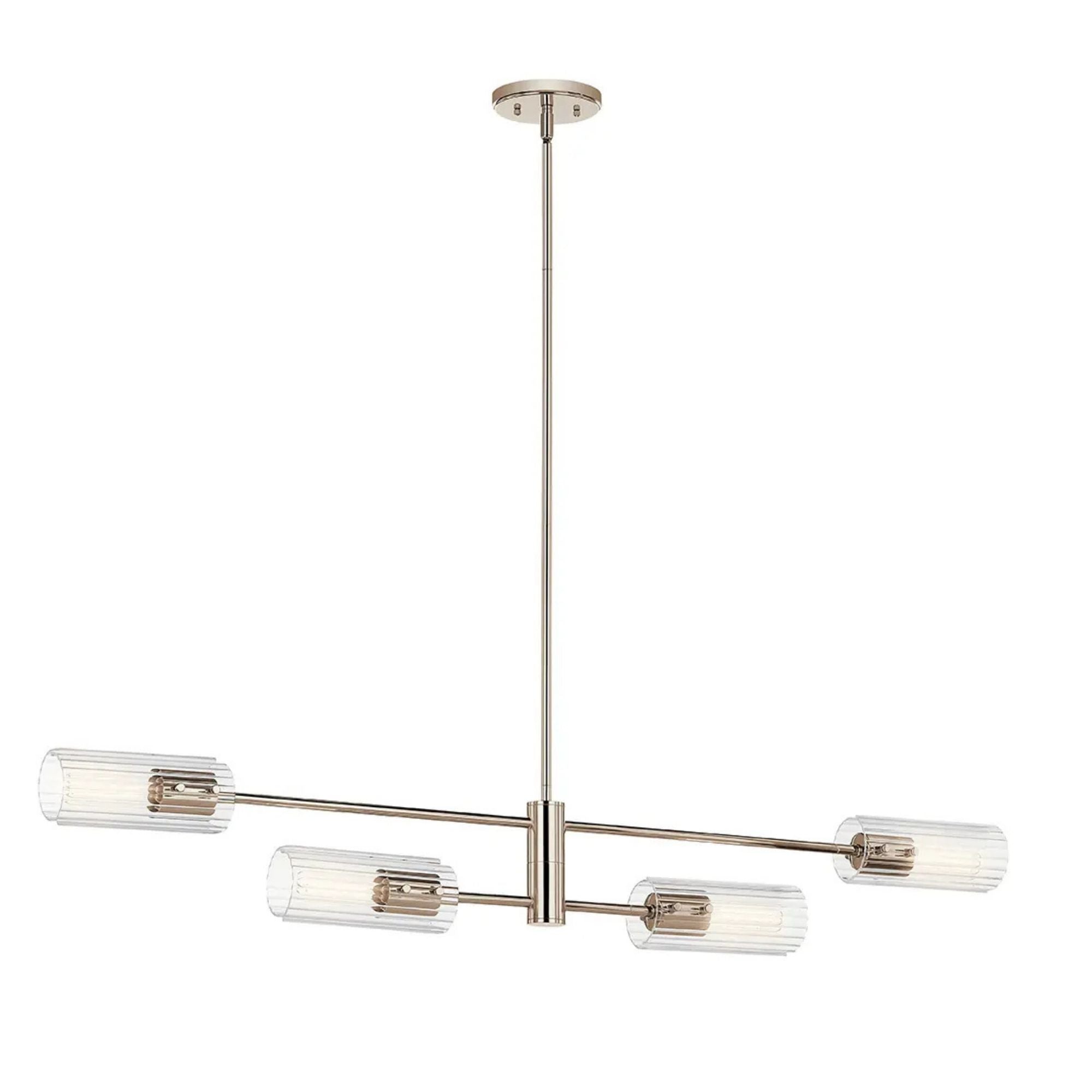Kichler Lighting - Velestino 48" 4-Light Linear Chandelier, Polished Nickel Finish | Bees Lighting