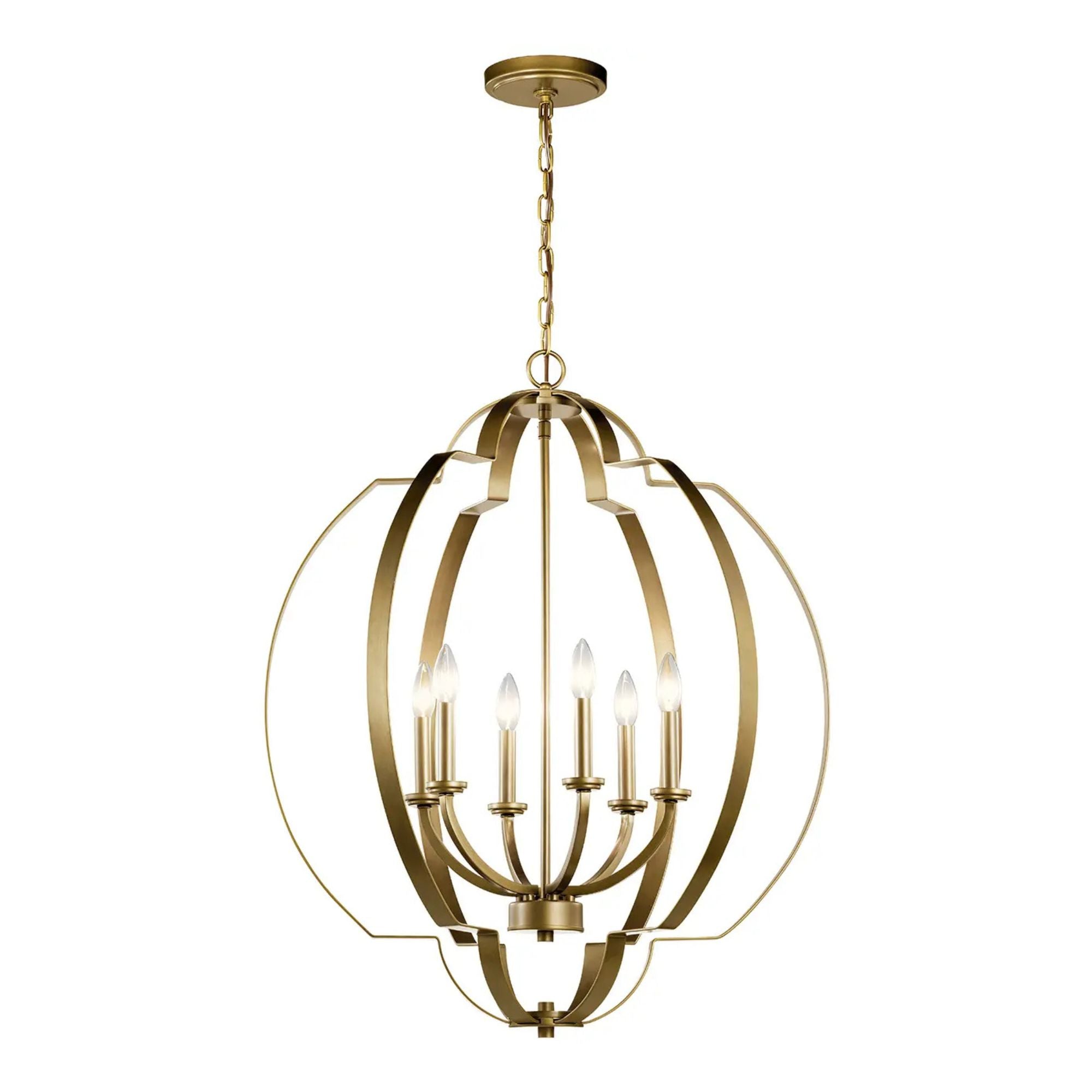 Kichler Lighting - Voleta 28" 6-Light Foyer Chandelier, Natural Brass Finish | Bees Lighting