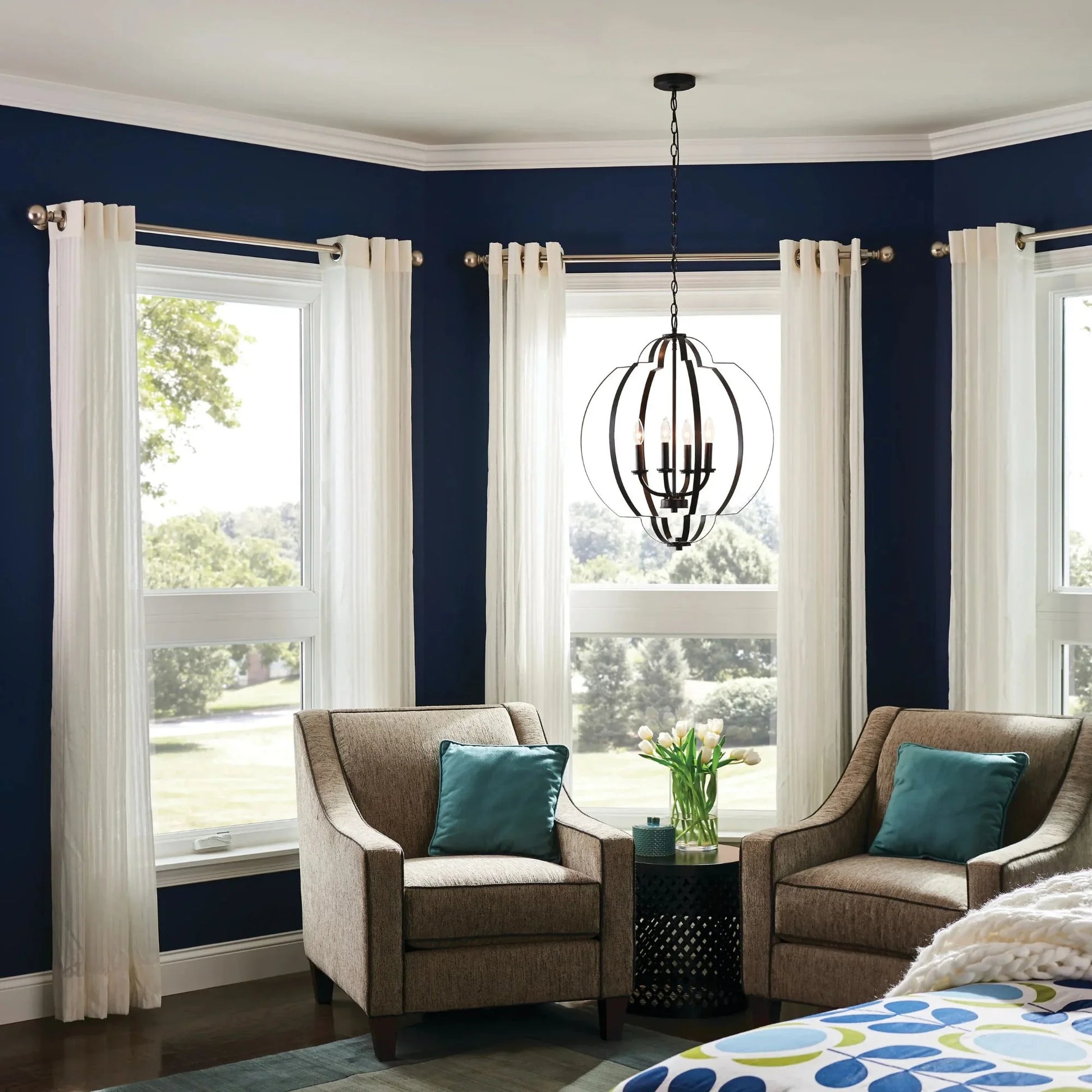 Kichler Lighting - Voleta 22" 4-Light Foyer Pendant, Black Finish | Bees Lighting