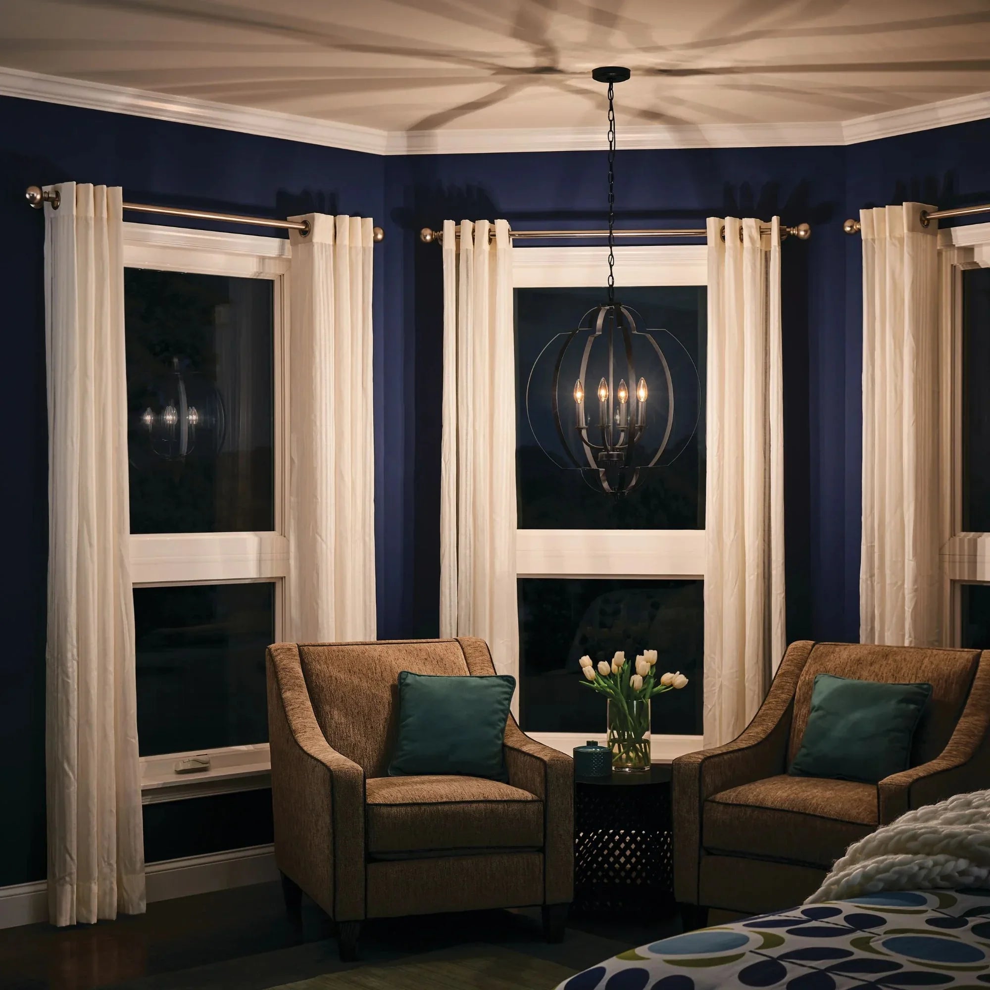 Kichler Lighting - Voleta 22" 4-Light Foyer Pendant, Black Finish | Bees Lighting