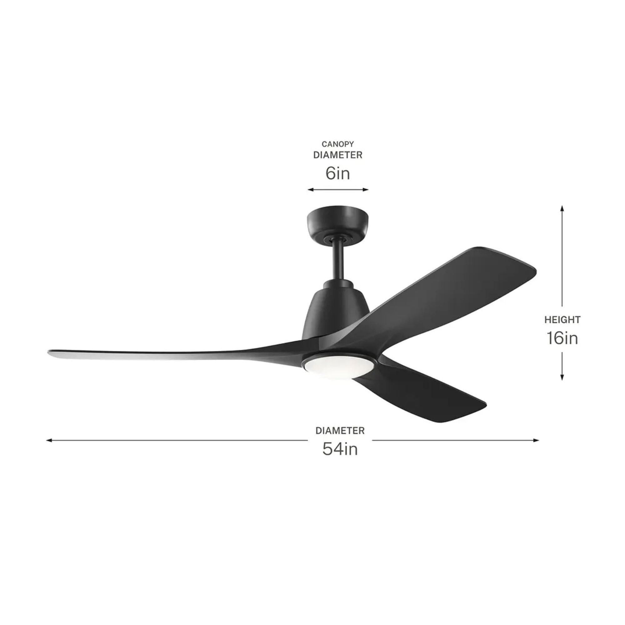 Kichler Volos II 54'' Ceiling Fan with LED Light AC Motor Matte Black