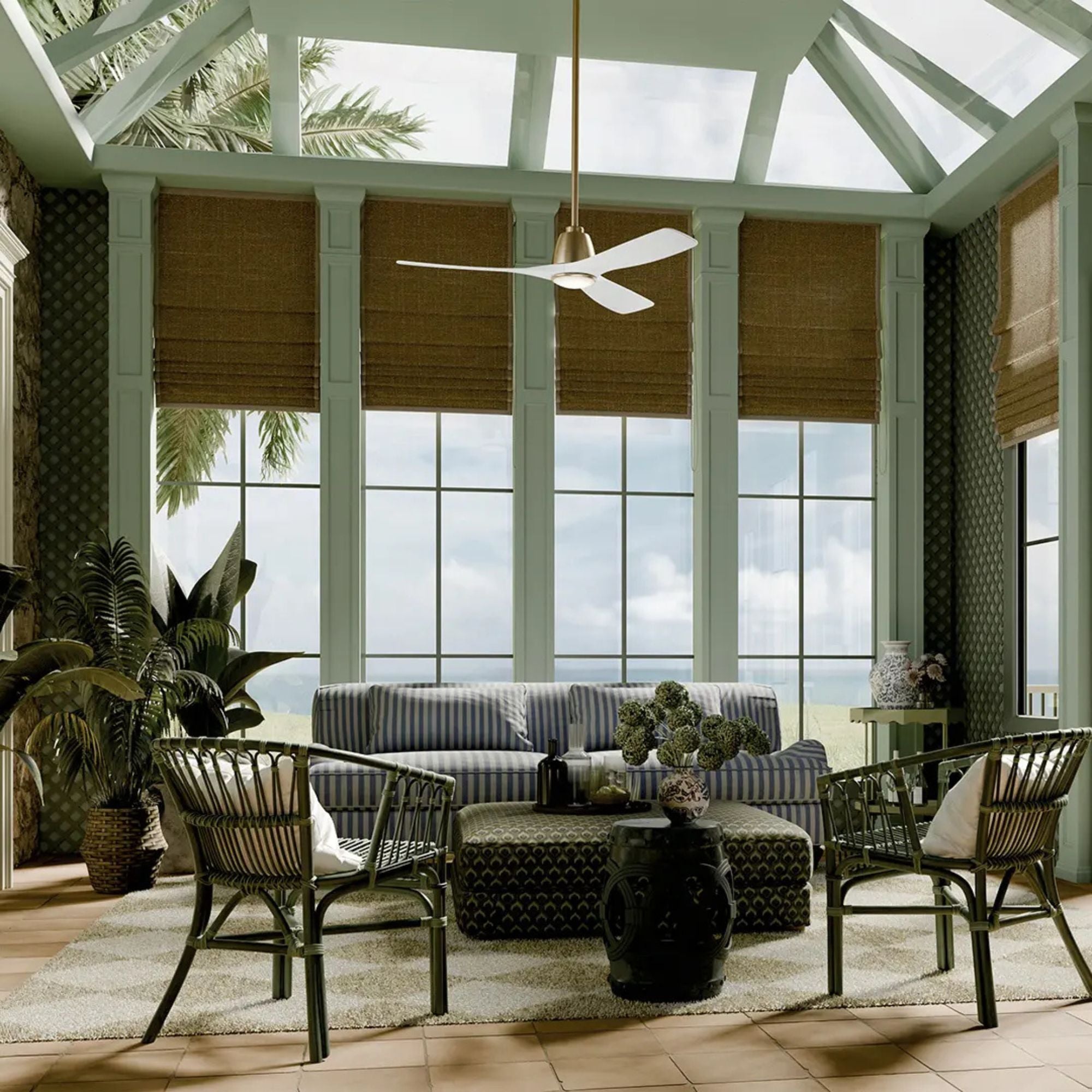 Kichler Volos II 54'' Ceiling Fan with LED Light AC Motor Champagne Bronze