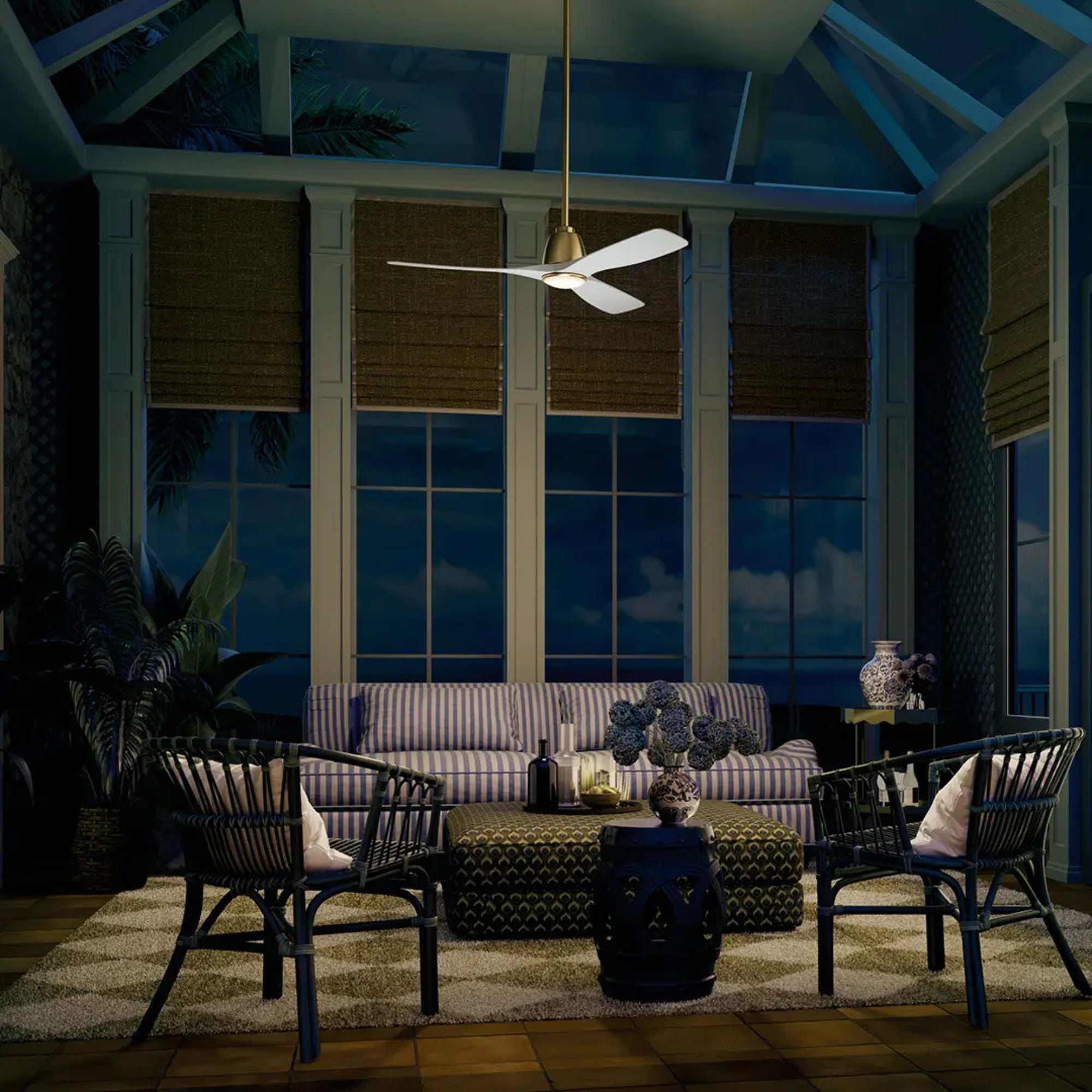 Kichler Volos II 54'' Ceiling Fan with LED Light AC Motor Champagne Bronze
