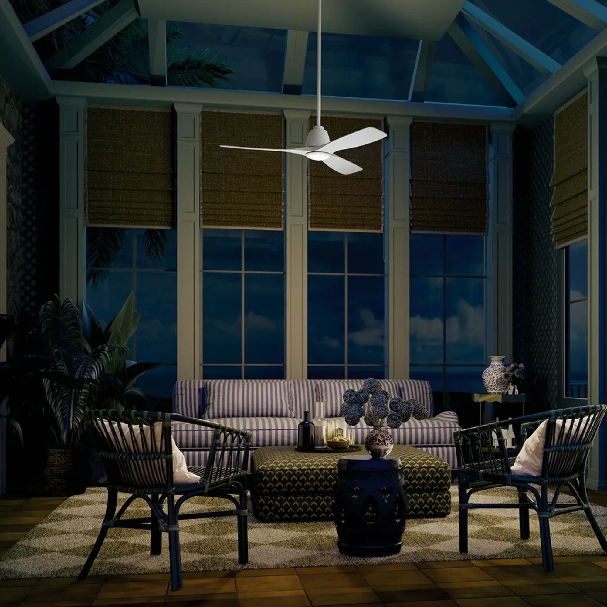 Kichler Volos II 54'' Ceiling Fan with LED Light AC Motor Matte White