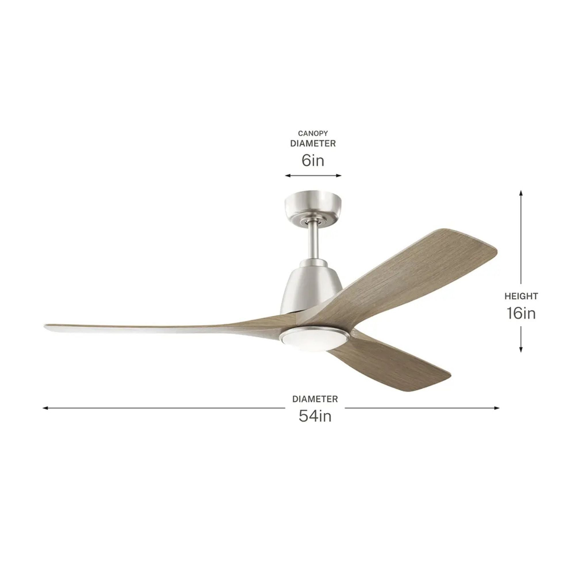 Kichler Volos II 54'' Ceiling Fan with LED Light AC Motor Brushed Nickel