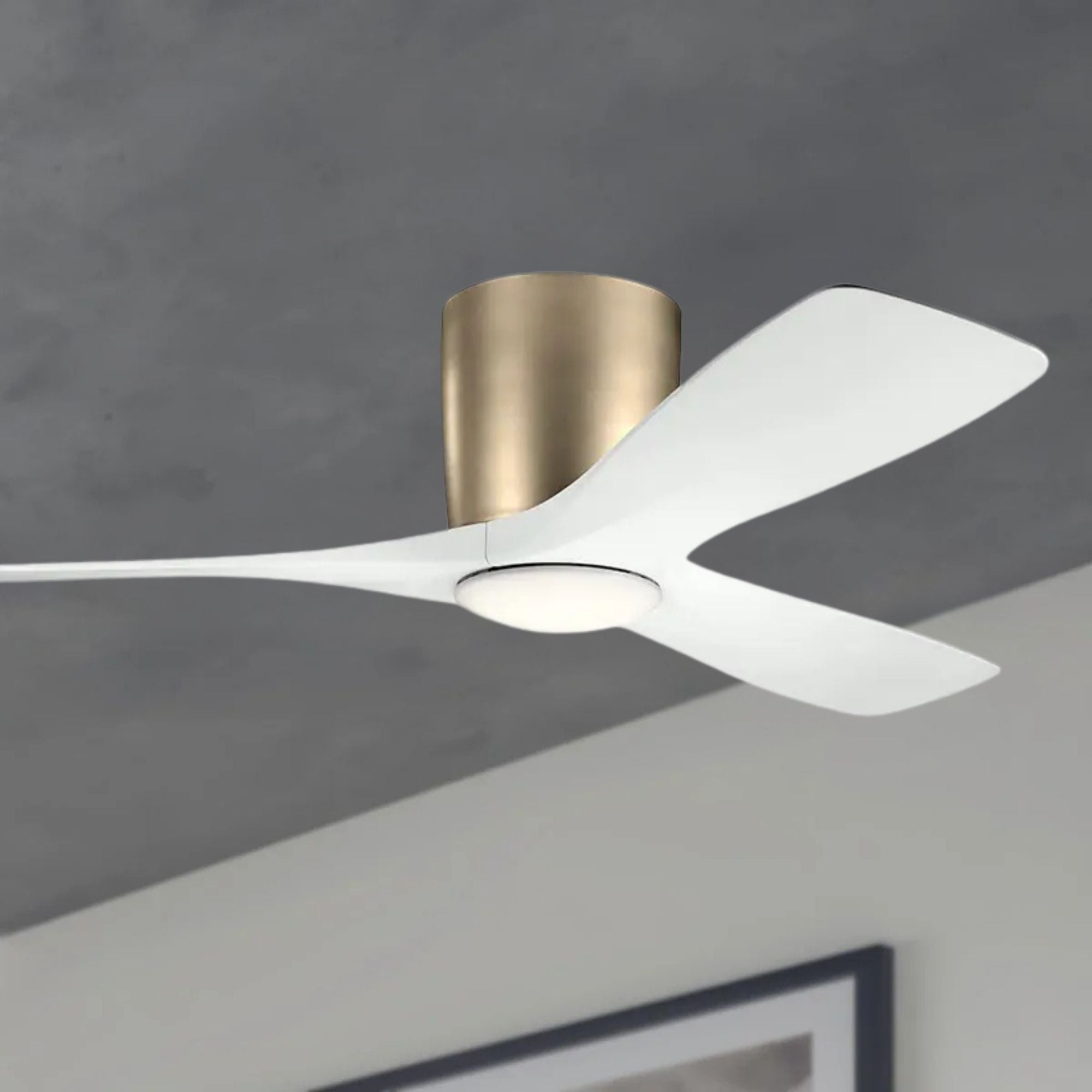 Volos 48" Champagne Bronze Hugger LED Ceiling Fan with Wall Control
