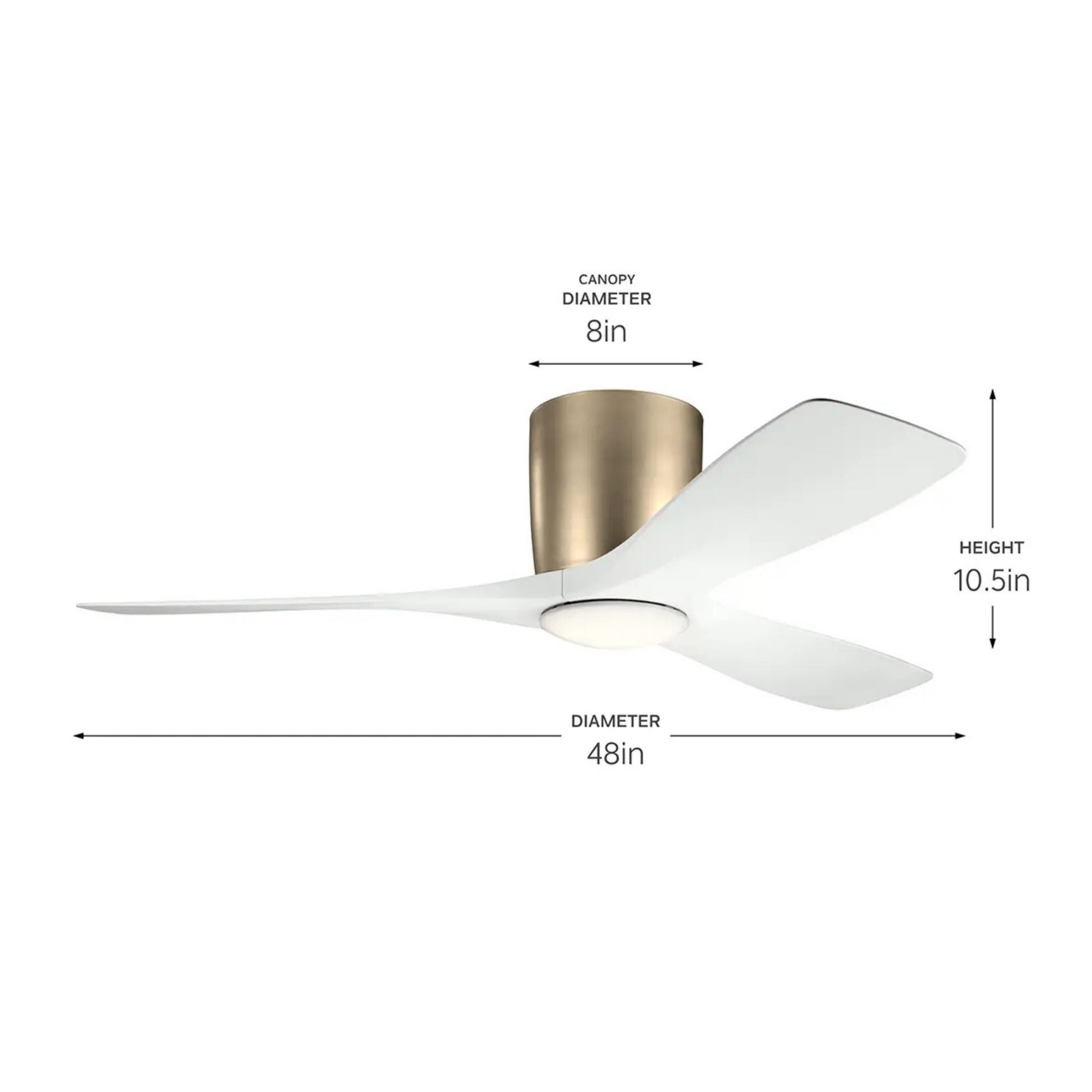 Volos 48" Champagne Bronze Hugger LED Ceiling Fan with Wall Control