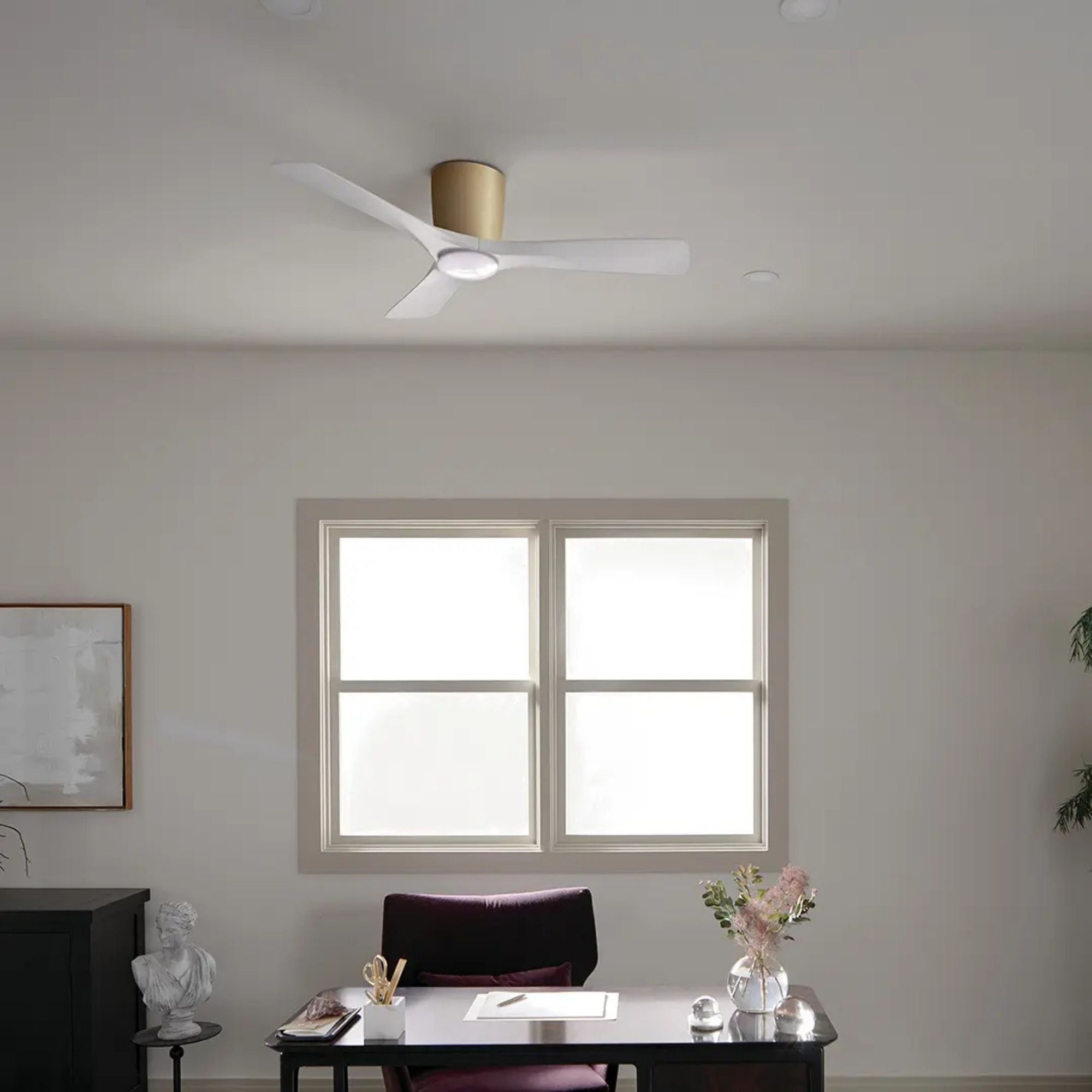 Volos 48" Champagne Bronze Hugger LED Ceiling Fan with Wall Control
