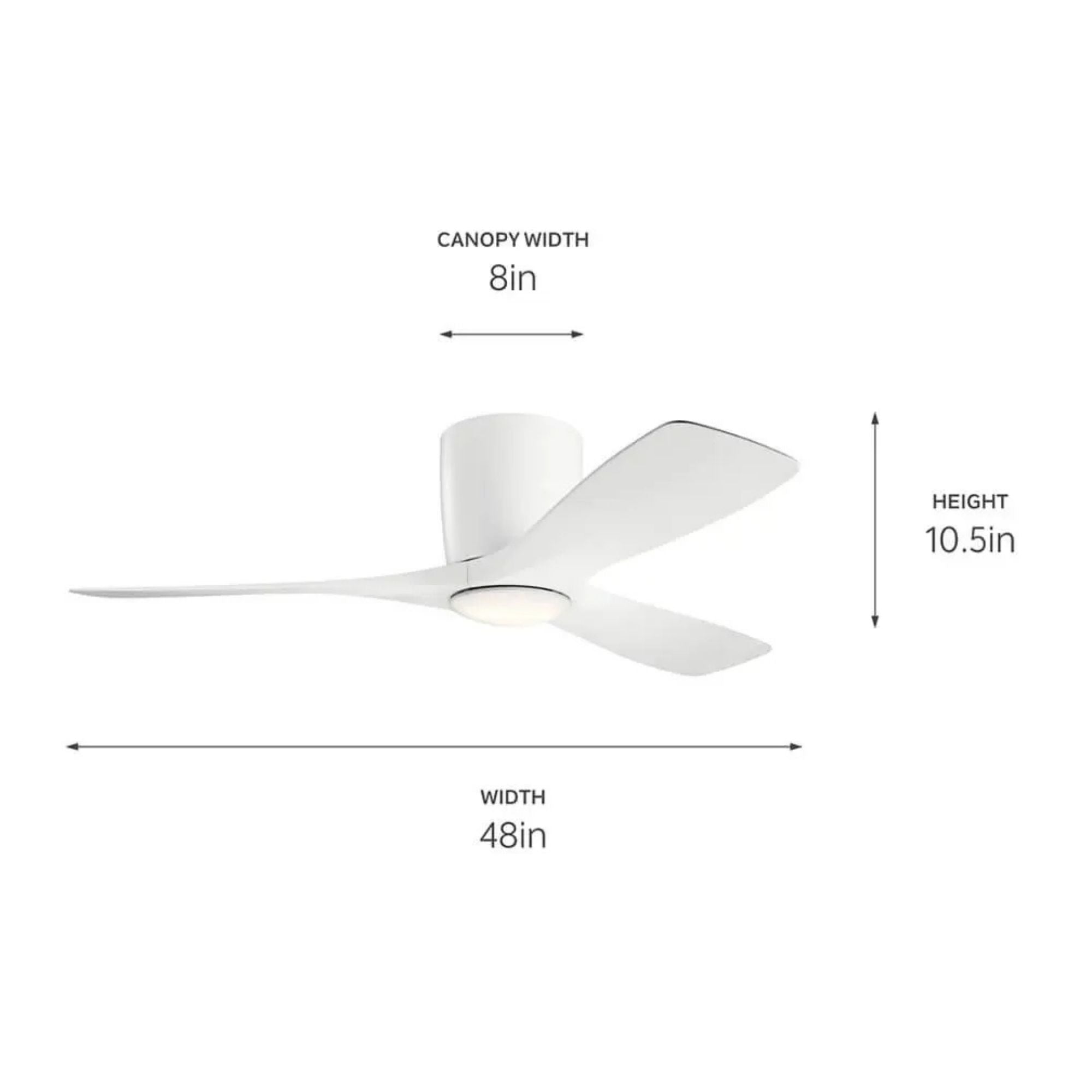 Volos 48" Matte White Hugger LED Ceiling Fan with Wall Control