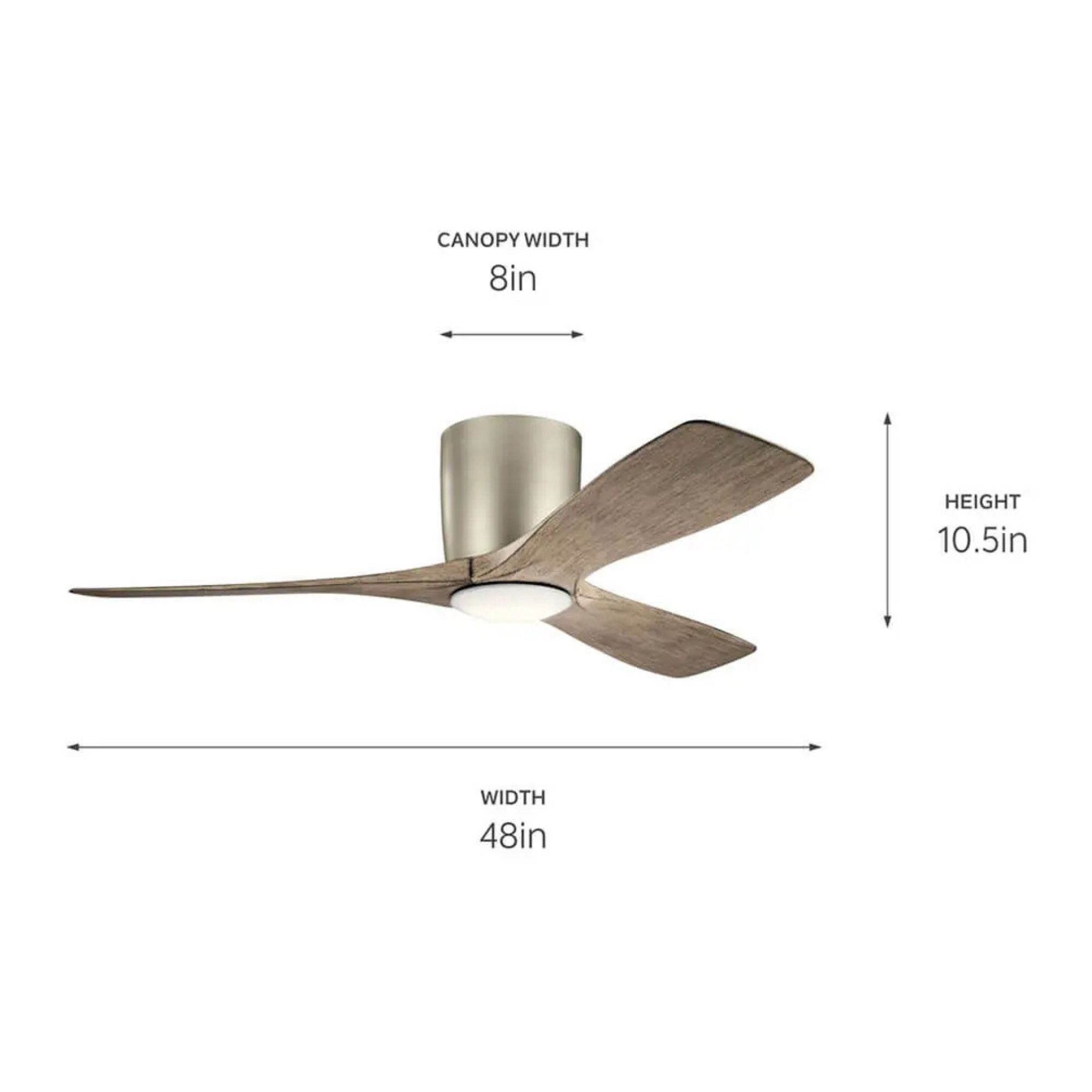 Volos 48" Nickel Hugger LED Ceiling Fan with Wall Control