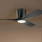 Volos 48" Black Hugger LED Ceiling Fan with Wall Control