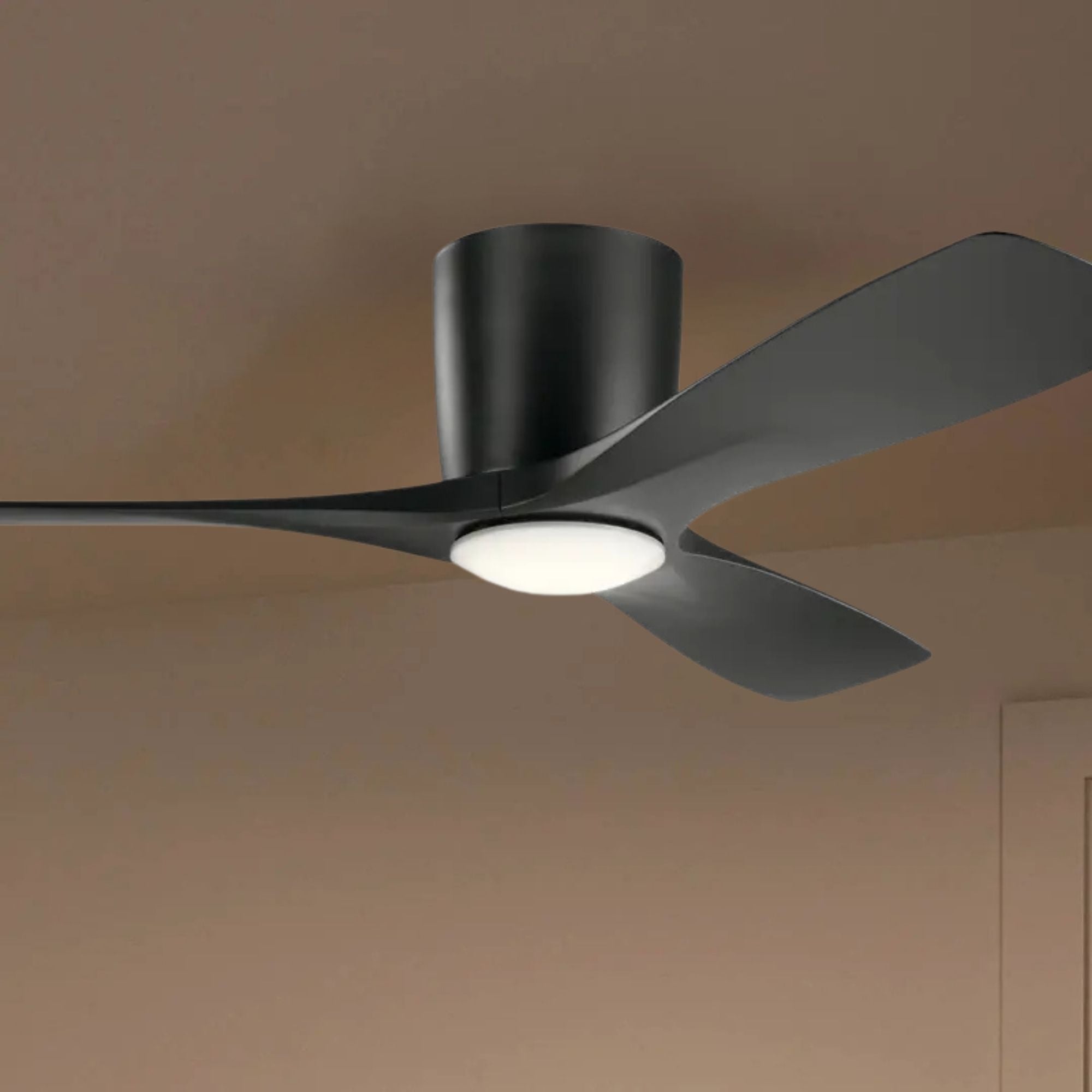 Volos 48" Black Hugger LED Ceiling Fan with Wall Control
