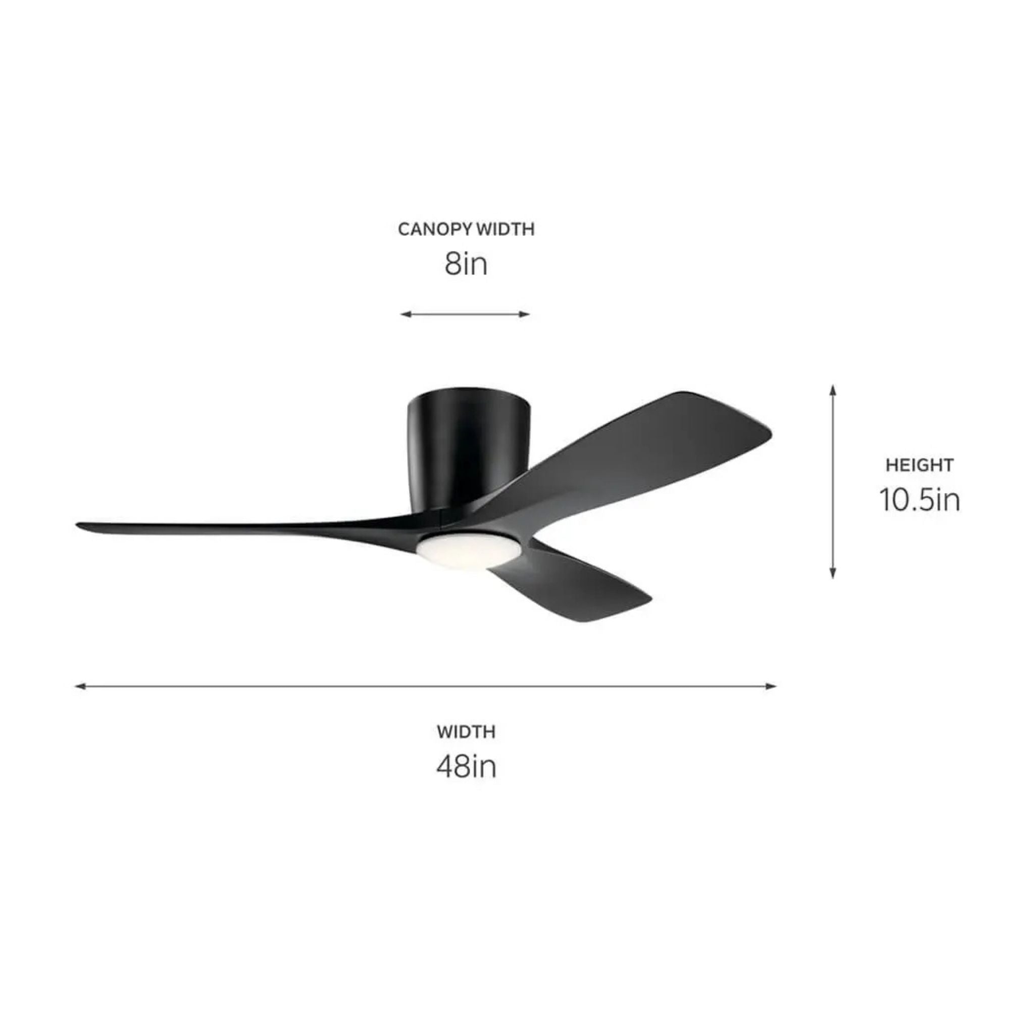 Volos 48" Black Hugger LED Ceiling Fan with Wall Control