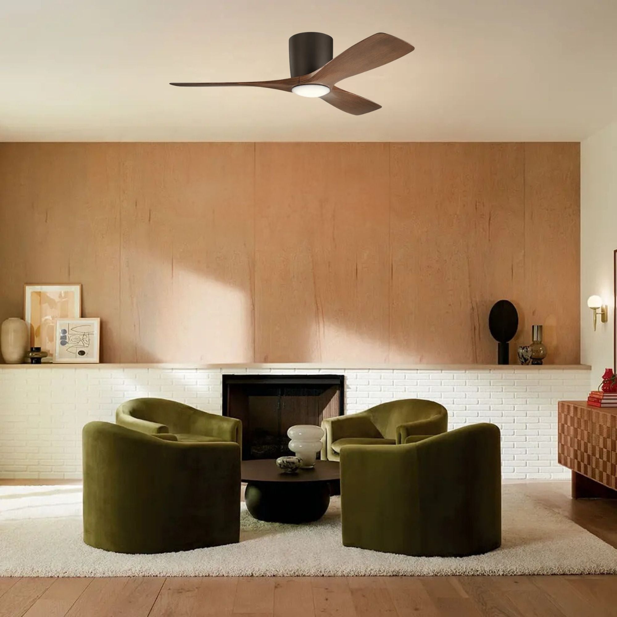 Volos 48" Bronze Hugger LED Ceiling Fan with Wall Control