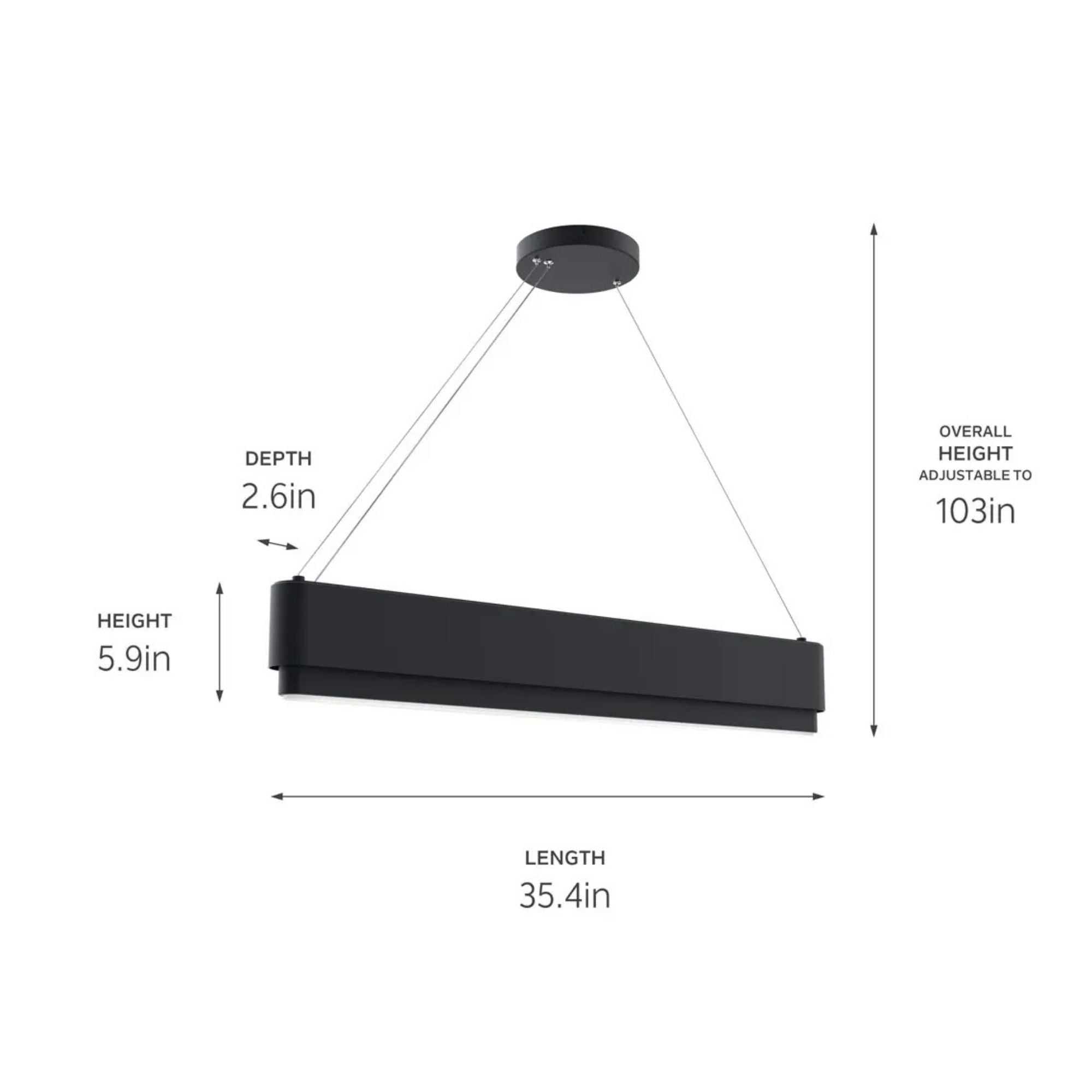 Walman 35.4 in. Chandelier, Matte Black, Integrated LED
