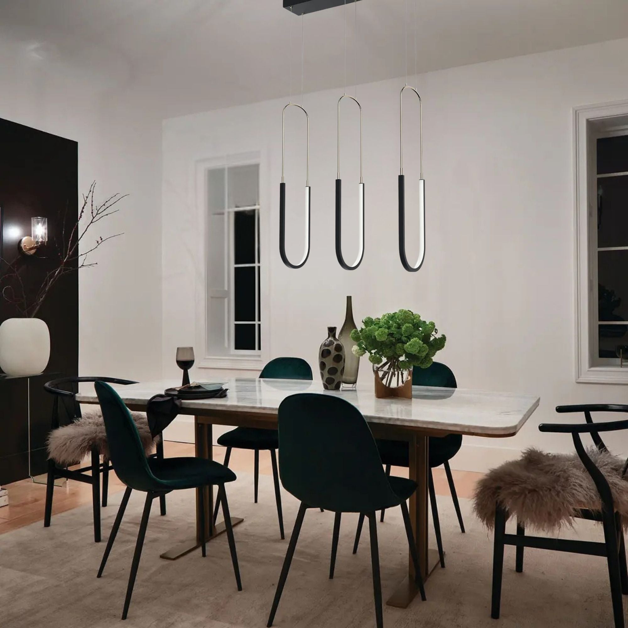 Wayan 30.5 in. 3-Light Chandelier, Matte Black