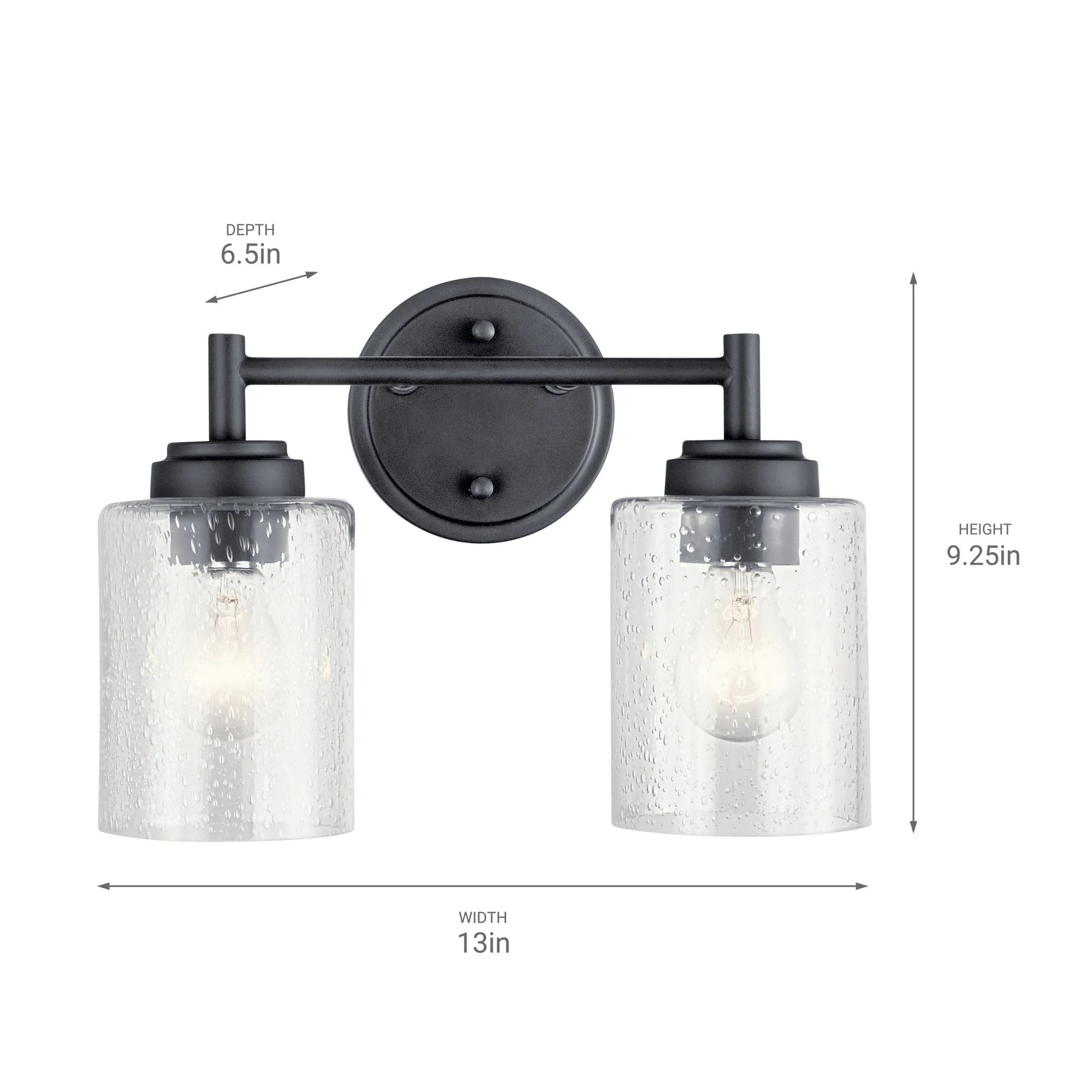 Winslow 13 in. 2-Light Bathroom Vanity Light, Black