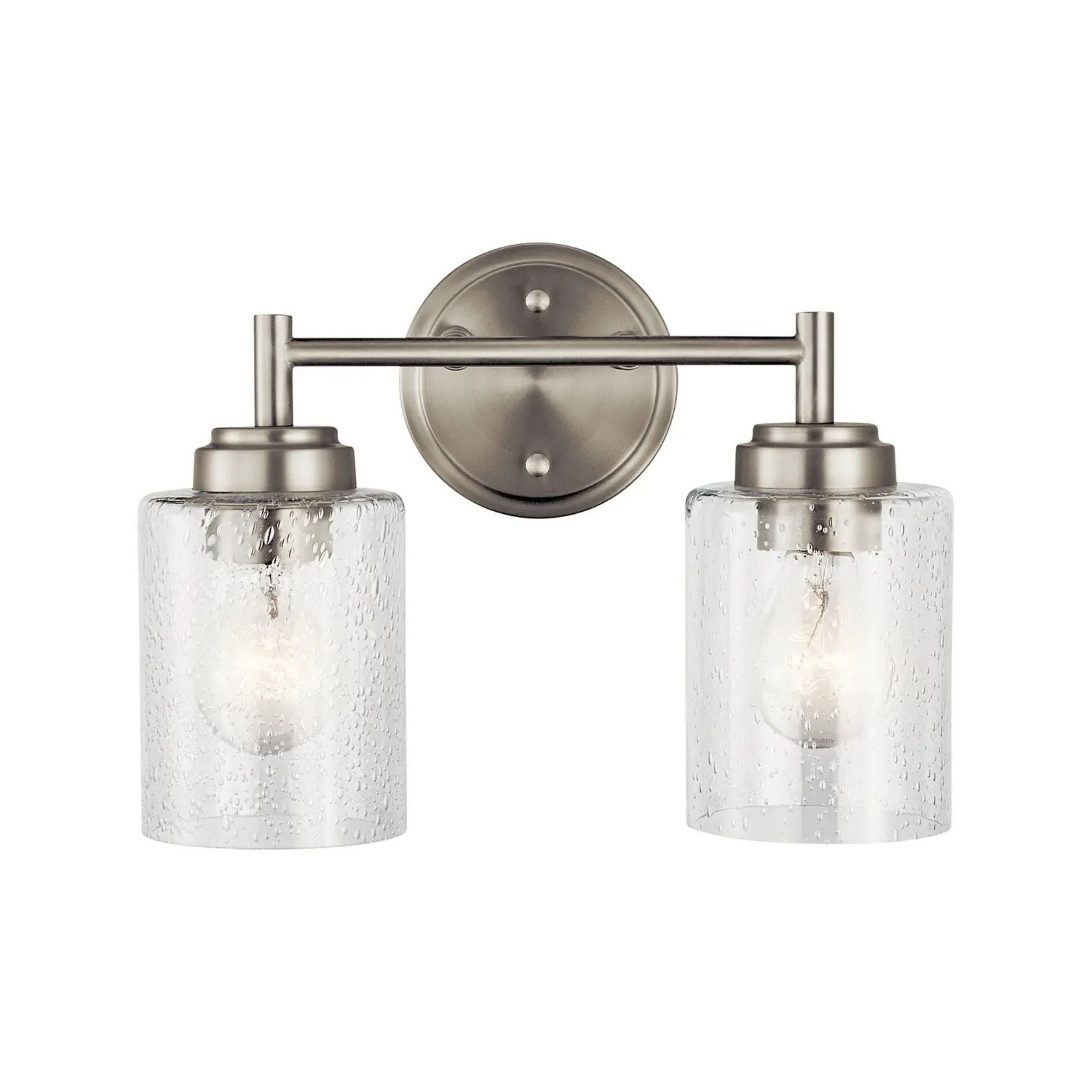 Kichler Winslow 13 in. 2-Light Bathroom Vanity Light, Brushed Nickel with Clear Glass