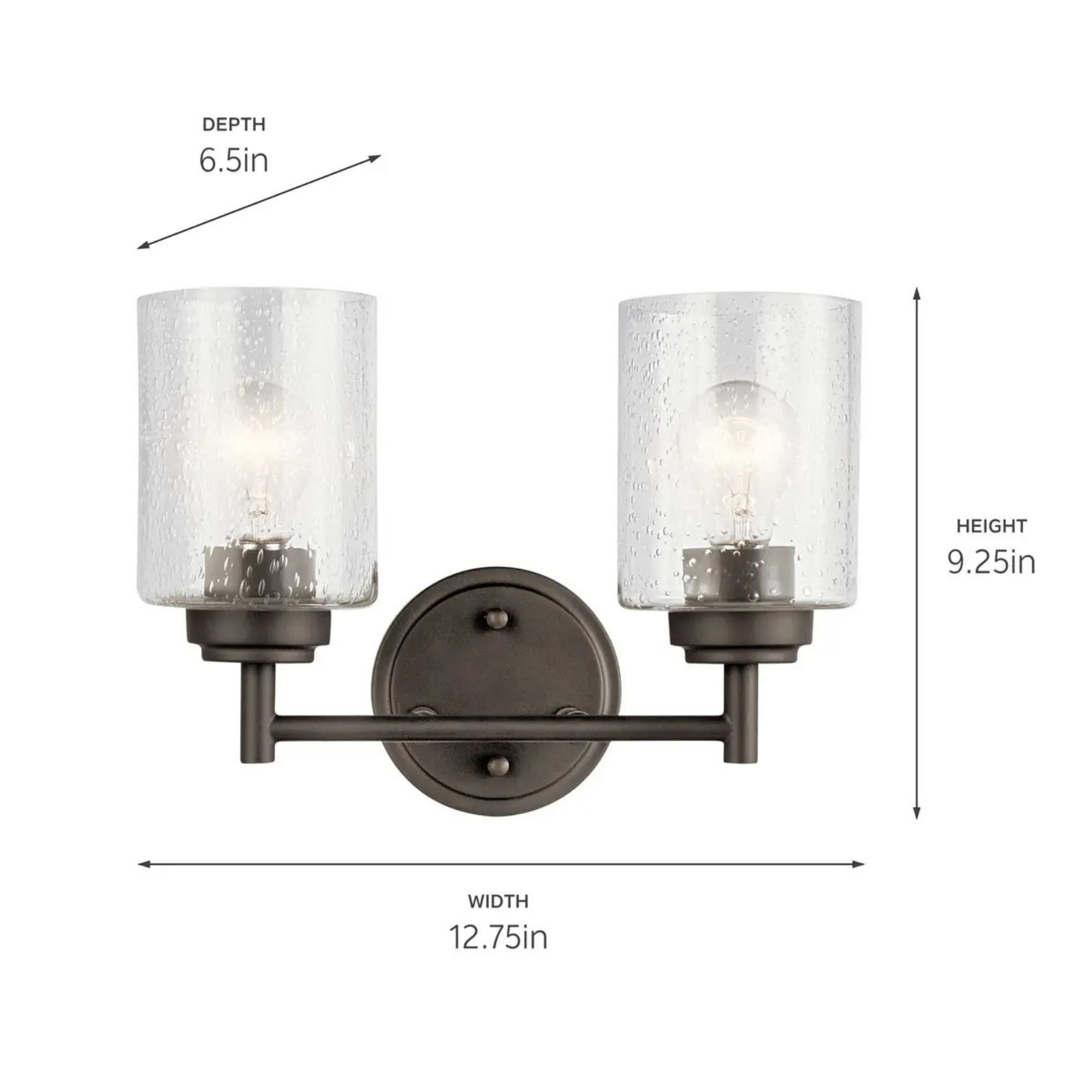 Winslow 13 in. 2-Light Bathroom Vanity Light, Olde Bronze