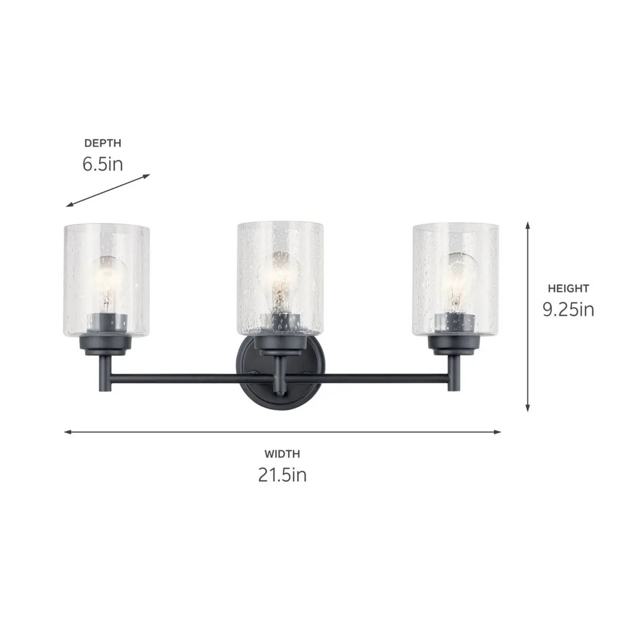 Winslow 21.5 in. 3-Light Bathroom Vanity Light, Black