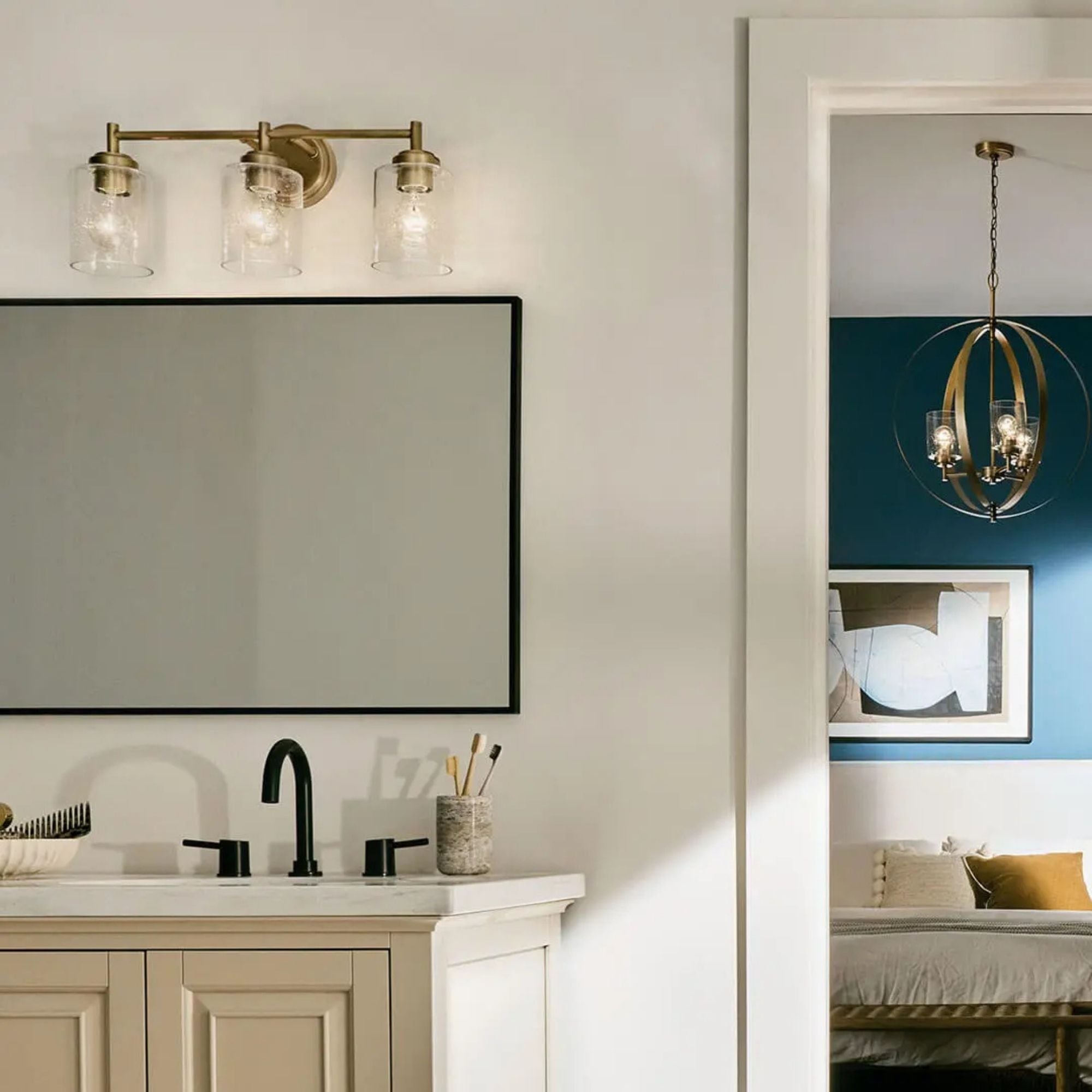 Winslow 21.5 in. 3-Light Bathroom Vanity Light, Natural Brass