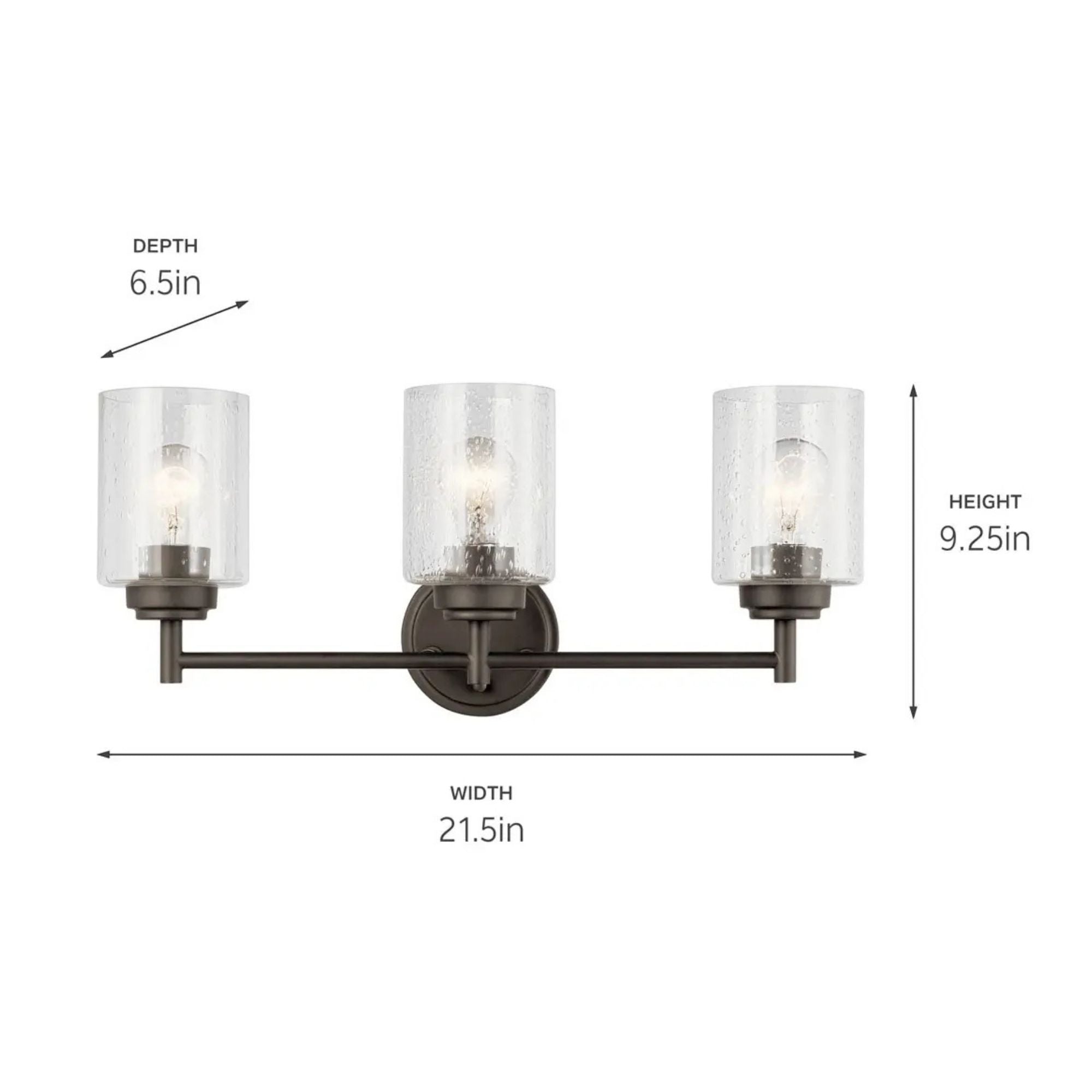 Kichler Winslow 21.5 in. 3-Light Bathroom Vanity Light, Olde Bronze with Clear Glass