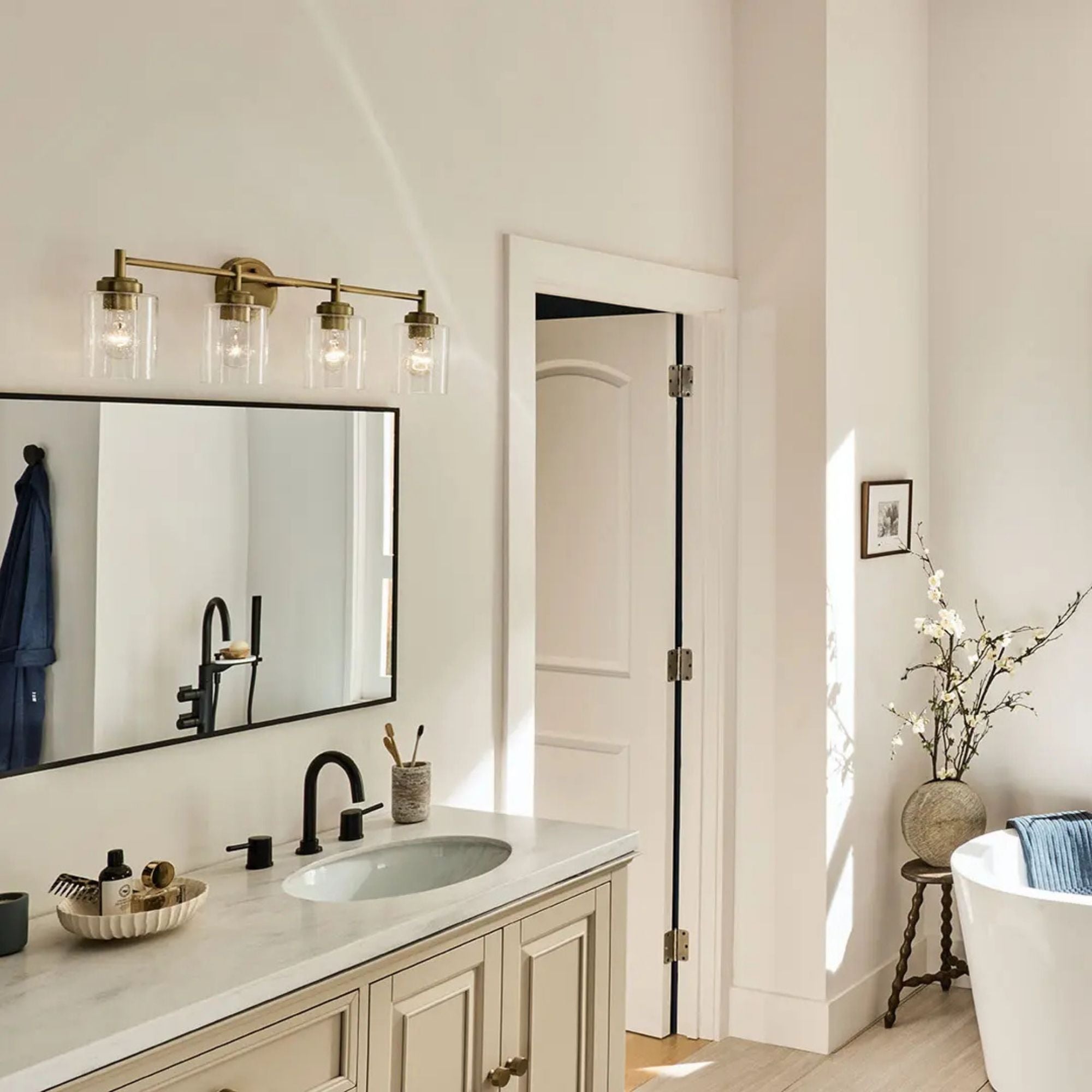 Winslow 30 in. 4-Light Bathroom Vanity Light, Natural Brass