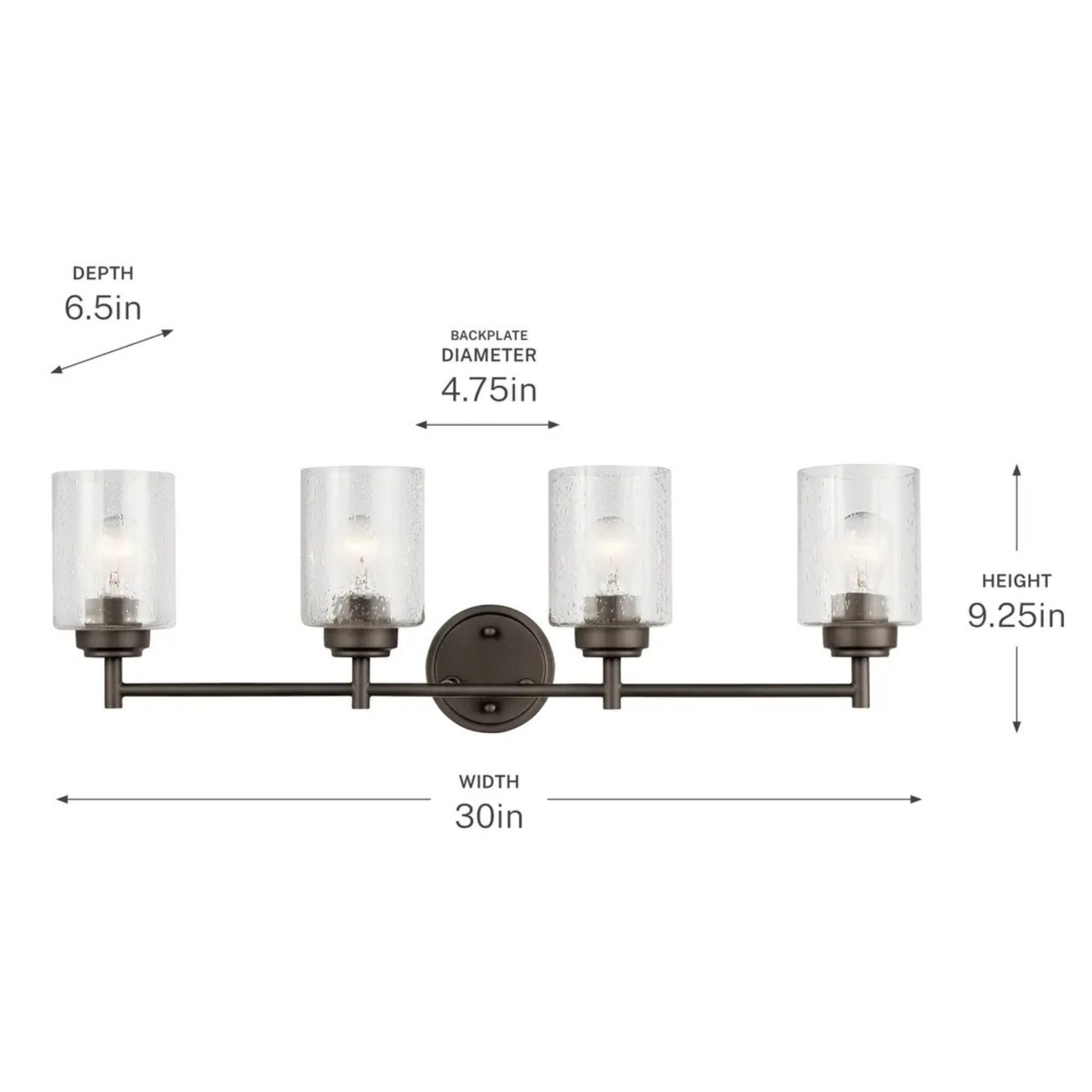 Winslow 30 in. 4-Light Bathroom Vanity Light, Olde Bronze