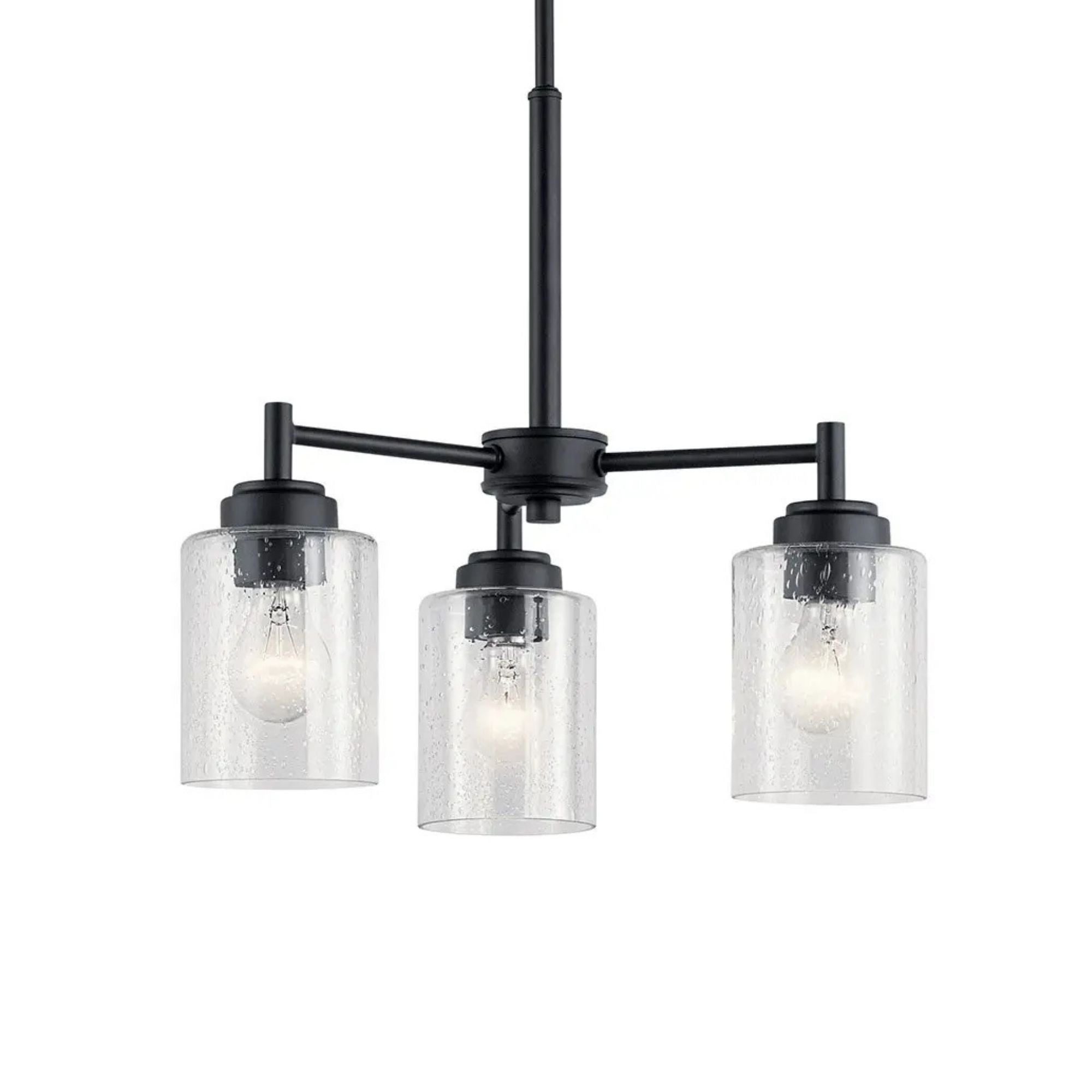 Kichler Winslow 18 in. 3-Light Chandelier, Black with Clear Glass