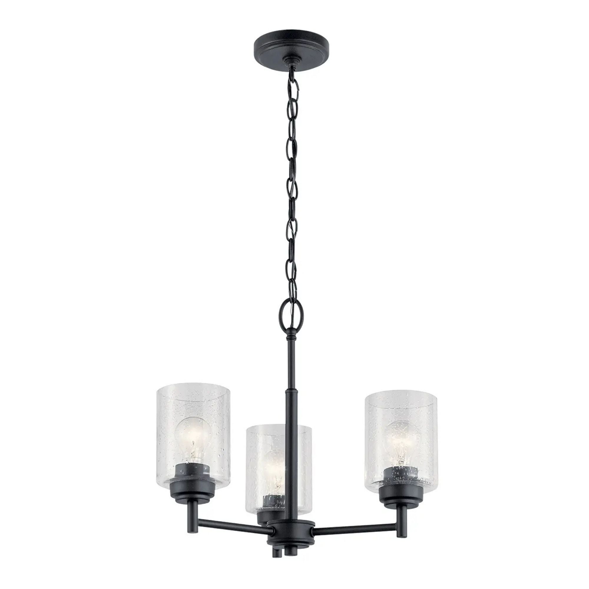 Kichler Winslow 18 in. 3-Light Chandelier, Black with Clear Glass