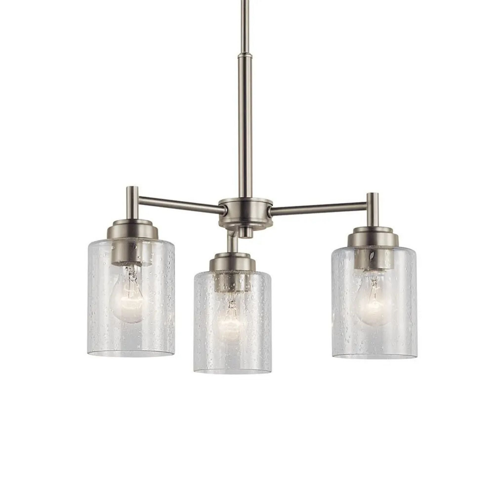 Kichler Winslow 18 in. 3-Light Chandelier, Brushed Nickel with Glass Shade